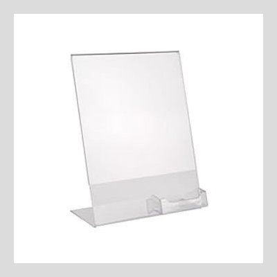 50-Pack Clear Acrylic 8.5 x 11 Slanted Sign Holders with Business Card Slot - Perfect for Retail Displays, Restaurant Menus, and Trade Show Presentations
