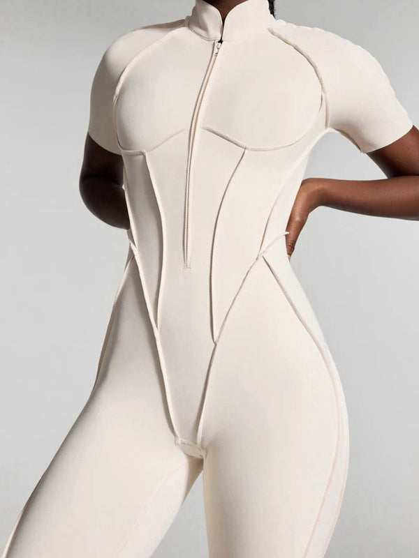 ZASUWA Women's Sexy Backless Zipper Scrunch Bum Jumpsuit - Stretchy Bodycon Romper for Clubwear, Night Out & Date Night