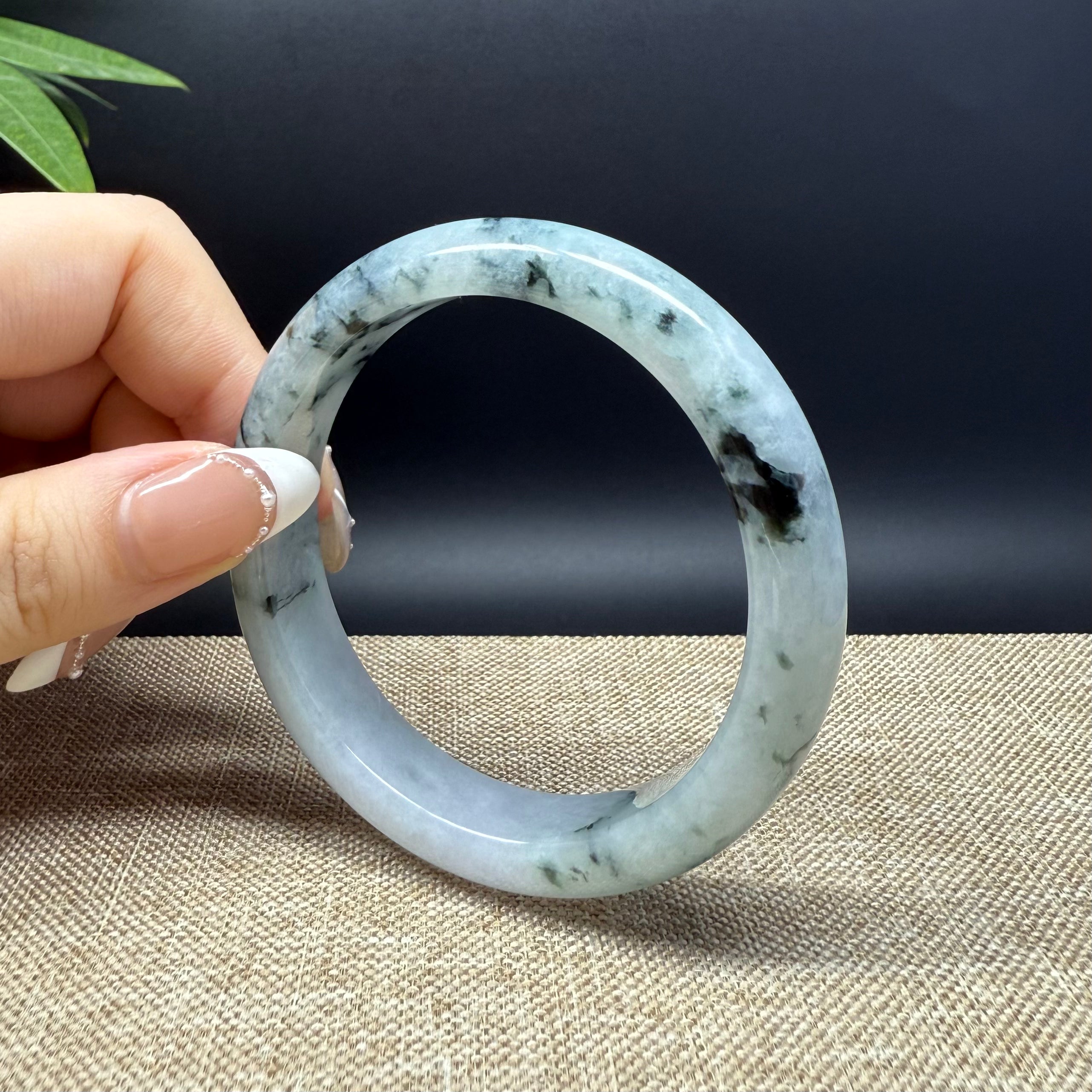 Authentic Burmese Green Jadeite Bangle Bracelet - 57.6mm Handmade Natural Jade Jewelry for Women, Luxury Gift for Special Occasions & Meditation Accessory