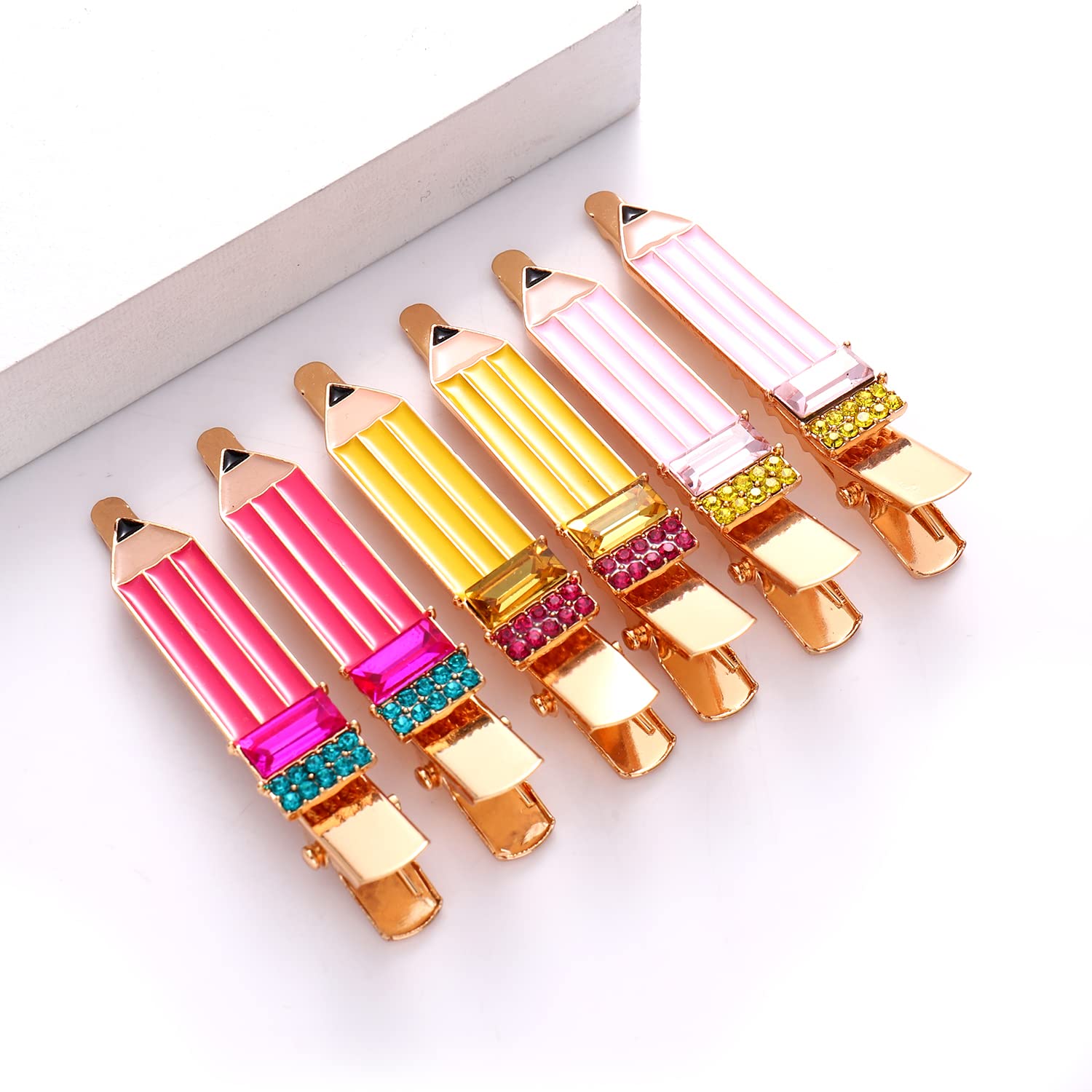 6 Pack Funny Pencil Hair Clips for Teachers & Students - Cute School Hair Accessories for Classroom, Back to School, Teacher Appreciation Gifts
