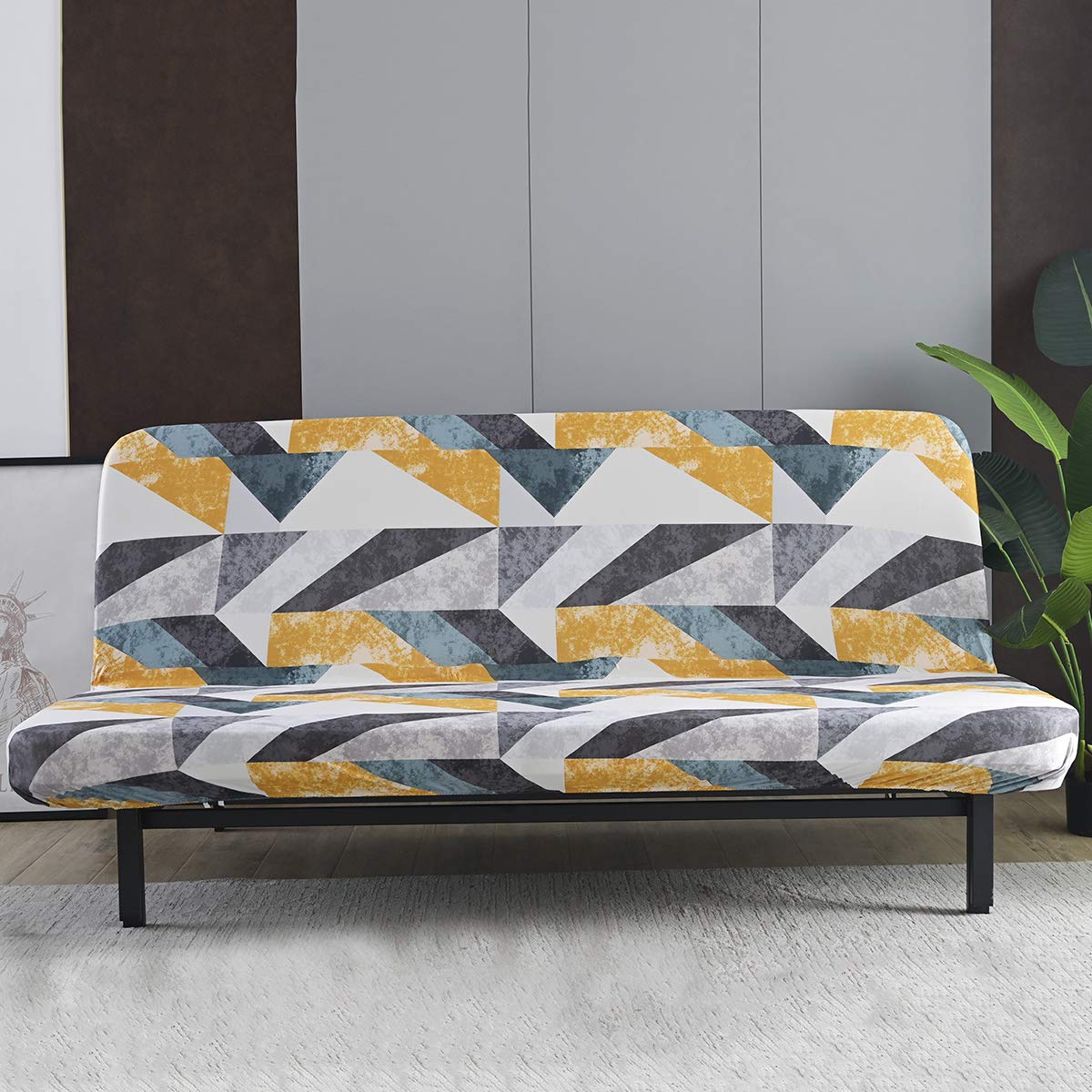 Beacon Pet Stretch Sofa Slipcover - Armless Futon Cover, Printed Fitted Furniture Protector - Elastic Polyester Spandex Washable Sofa Cover for Pets - Perfect for Living Room, Bedroom & Dorm Furniture Protection