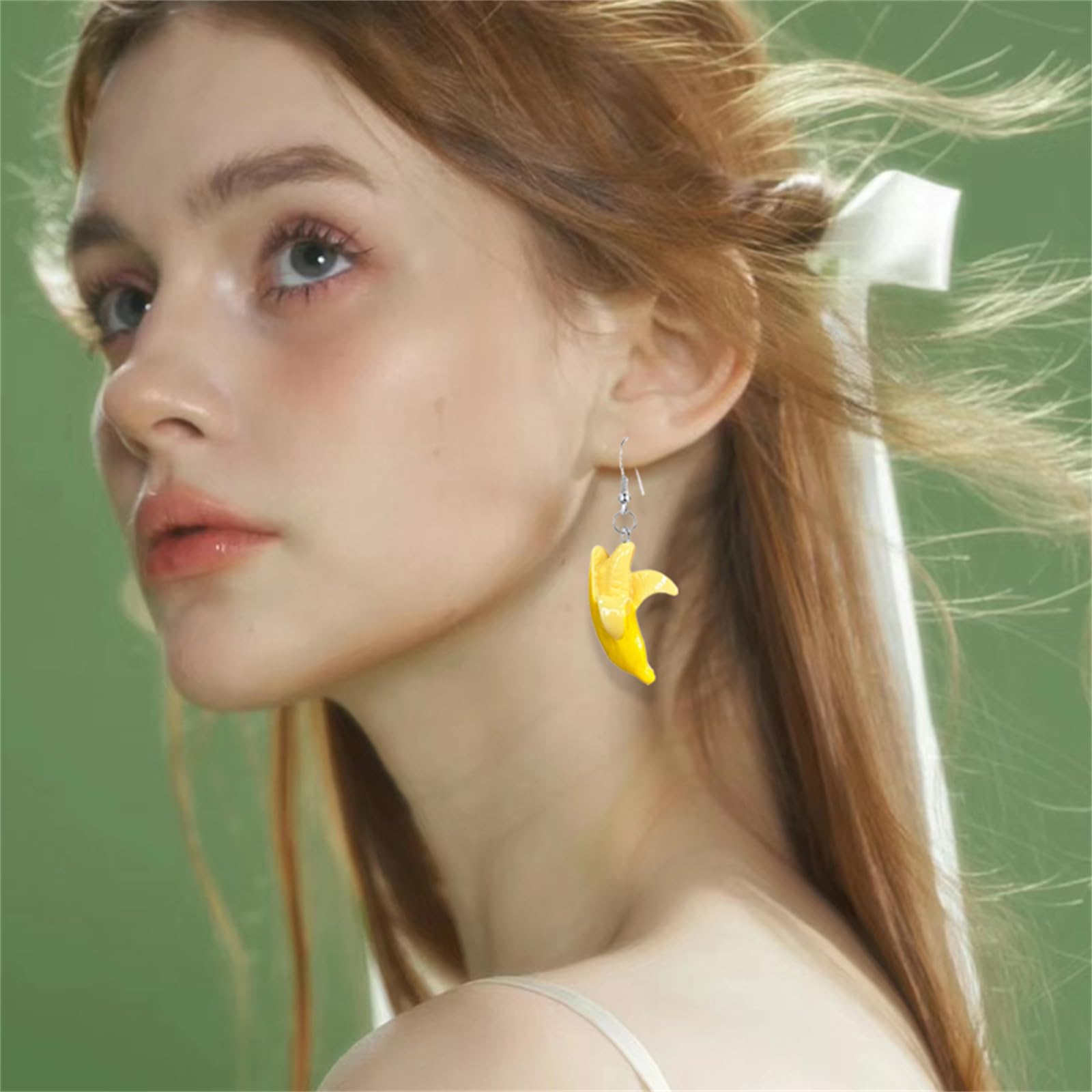 Stylish Resin Banana Dangle Earrings for Women - Fashionable Cute Lifelike Peeled Fruit Design, Bohemian Yellow Food Jewelry | Perfect for Summer Outfits, Beach Vacations & Tropical Themed Parties