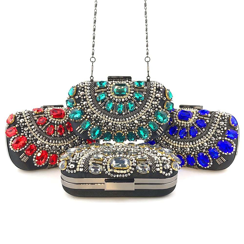 JIAJIA 4050 Women's Rhinestone Sparkly Evening Clutch Purse - Elegant Wedding Handbag for Parties, Prom & Special Occasions