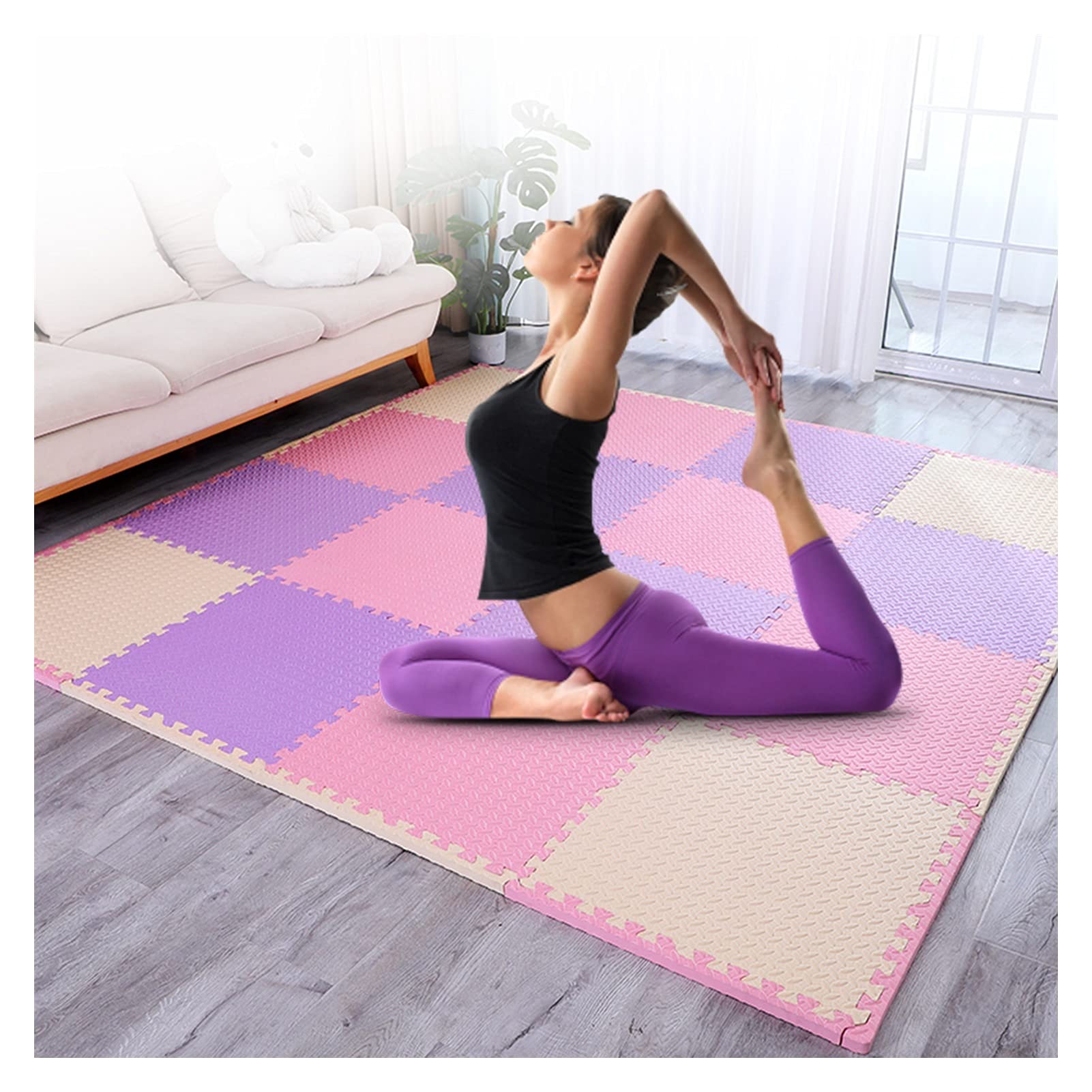 Interlocking EVA Foam Puzzle Exercise Floor Mat - 6-Piece Set (60x60x2cm) for Home Gym, Yoga & Workout - Non-Slip, Durable & Easy to Clean - Perfect for Fitness, Playroom & Kids Activity Area