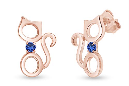 Rose Gold Over - Simulated Blue Sapphire