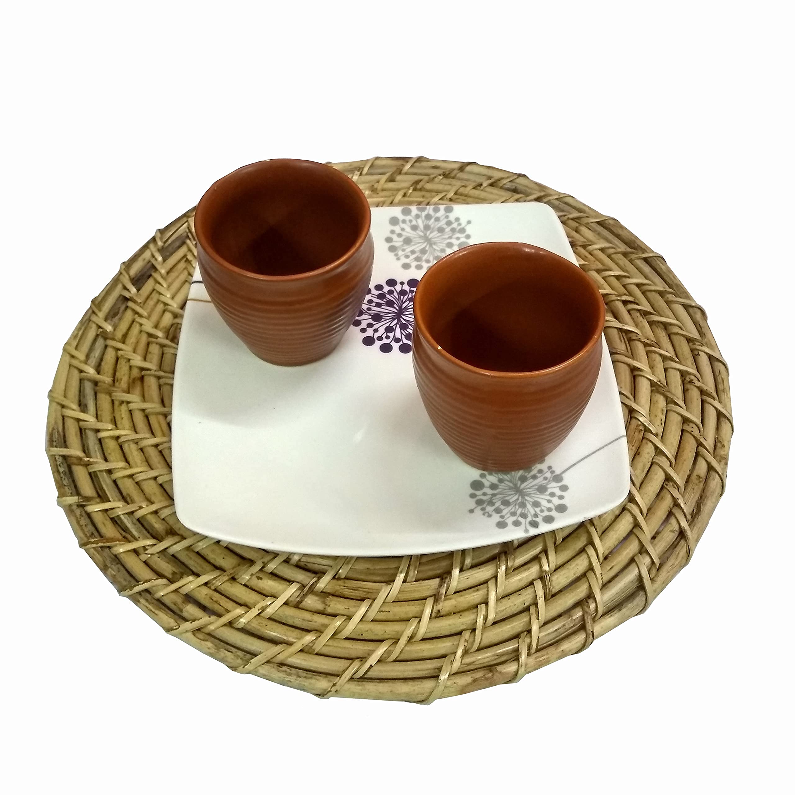 Handmade Eco-Friendly Round Woven Rattan Placemats for Dining Table - 12 Inch Wicker Placemat Set (1-Piece) - Perfect for Boho Home Decor, Farmhouse Kitchen & Outdoor Picnics
