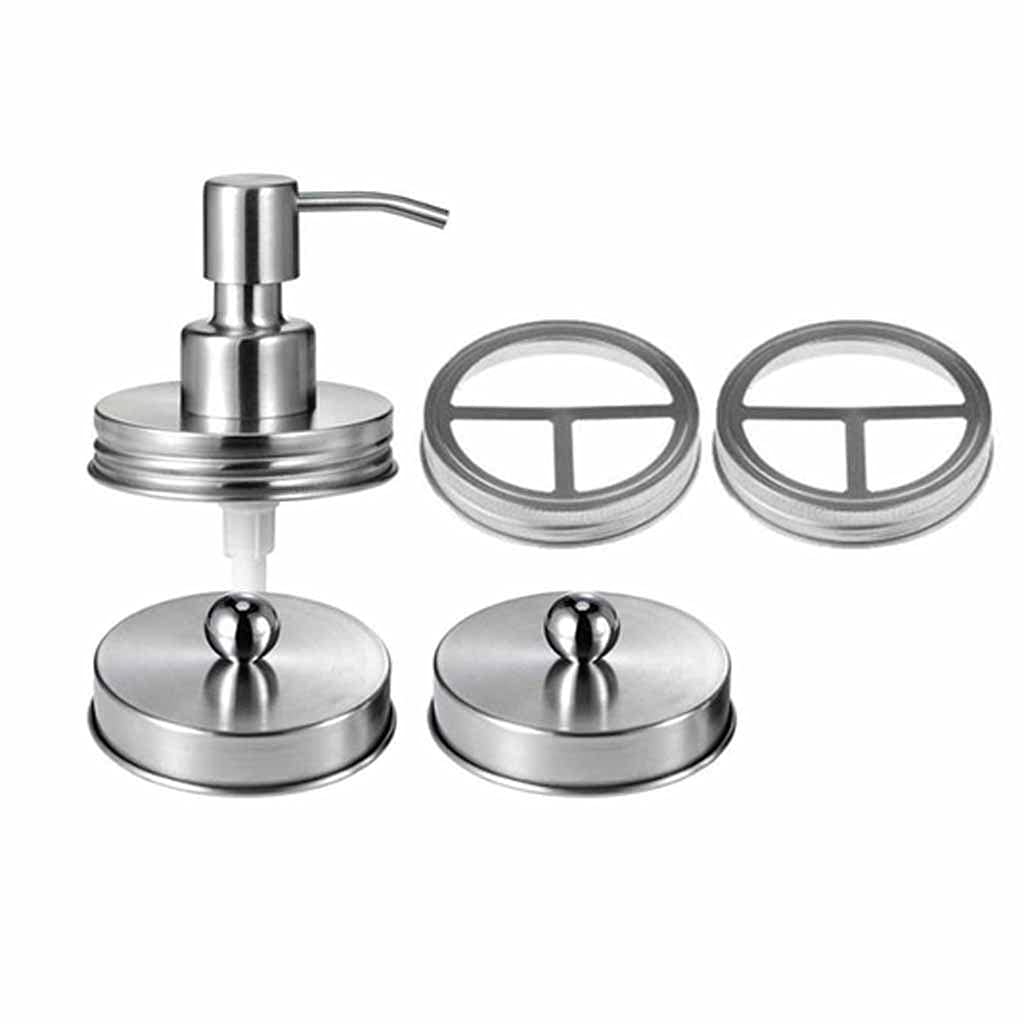 TWDYC 5-Piece Retro Mason Jar Lid Kit - Toothbrush Holder, Soap & Lotion Dispenser, Storage Lids for Bathroom & Kitchen Organization | Vintage Style Home Decor