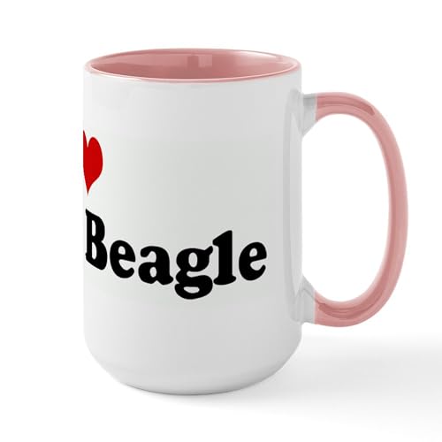 White/Pink Inside - I Love My Fat Beagle Large Mug