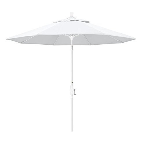 Pemberly Row Skye 9-Foot White Outdoor Patio Umbrella with Sunbrella 1A Natural Fabric - Perfect for Poolside, Backyard, and Beach Shade