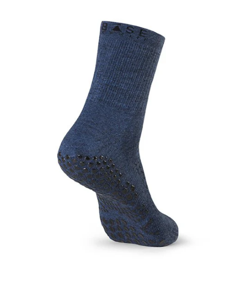 Base33 Grip Crew Socks - Navy Blue Athletic Performance Socks for Running, Hiking & Workout - Non-Slip Comfort for Men & Women