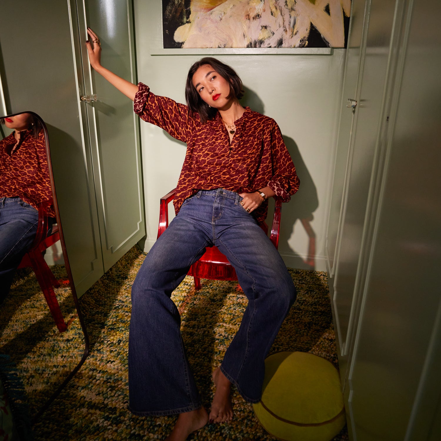 Odette Blouse for Women - Elegant Floral Print Long Sleeve Top - Perfect for Office, Date Night & Special Occasions