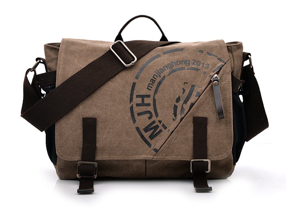 Vintage Canvas Messenger Bag for Women & Men - Durable Crossbody Shoulder Bag for College, School, Work & Travel - Laptop Satchel & Everyday Handbag for Commuting, Shopping & Casual Outings