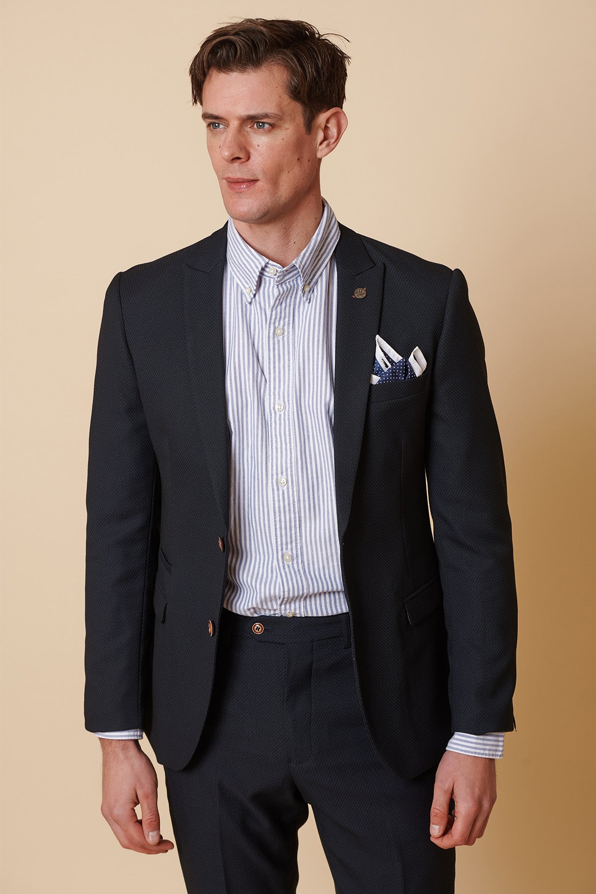 Premium Navy Blue Two-Piece Suit for Men - Business Formal Attire & Office Wear - Perfect for Weddings, Interviews, and Professional Events