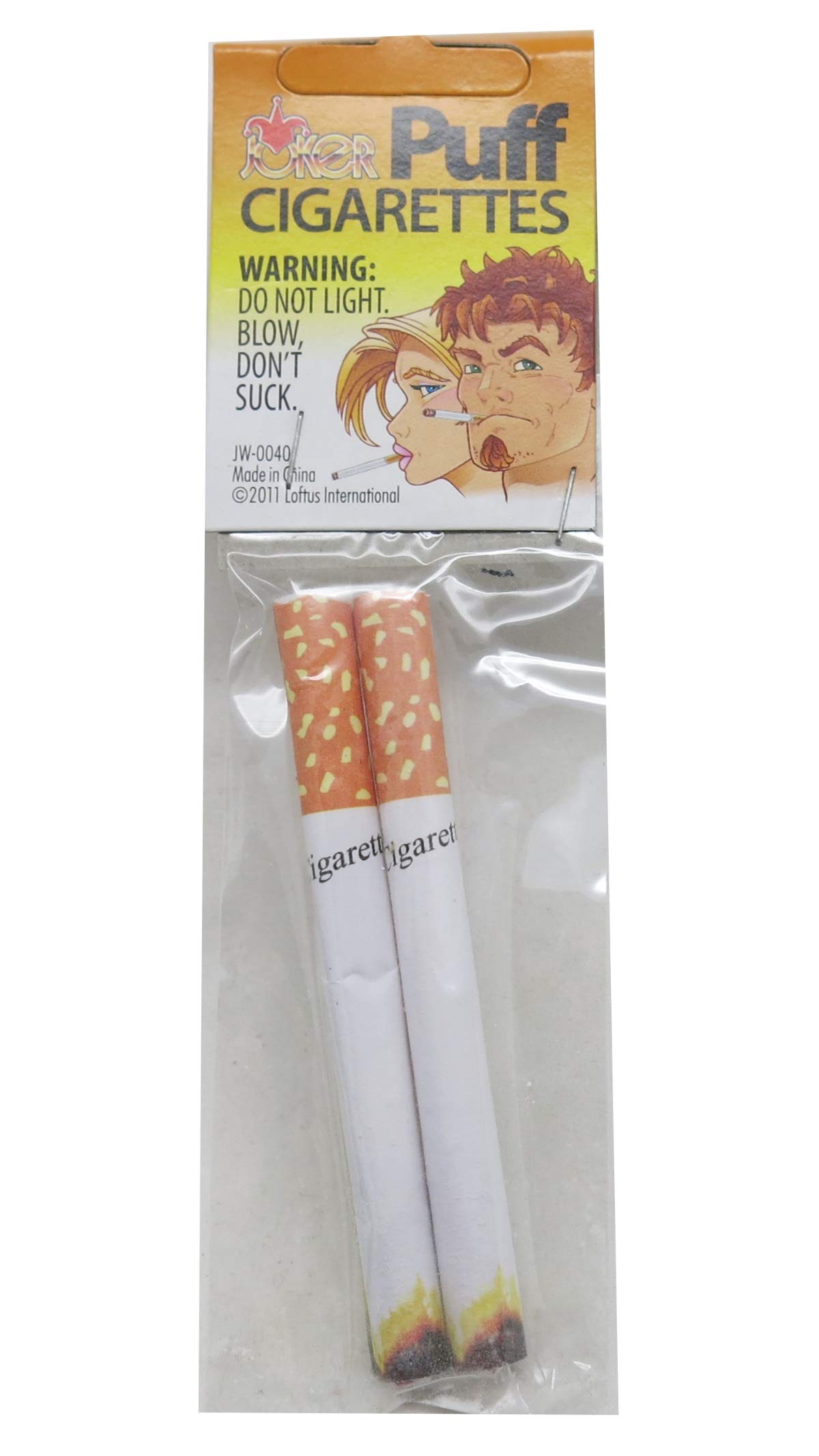 Loftus Joker Fake Puff Cigarettes (2 Pack) - White & Orange Halloween Costume Accessories for Cosplay, Party Props, and Theatrical Performances