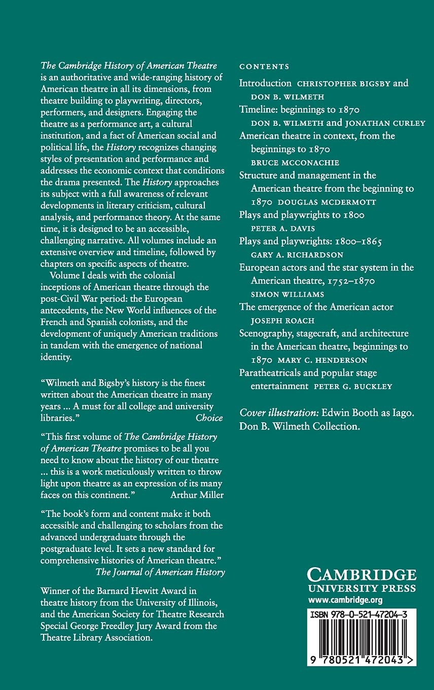 The Cambridge History of American Theatre (Volume 1) - Comprehensive Guide to Early American Theater Development | Perfect for Theater Students, Historians & Drama Enthusiasts | Ideal for Academic Research & Cultural Studies
