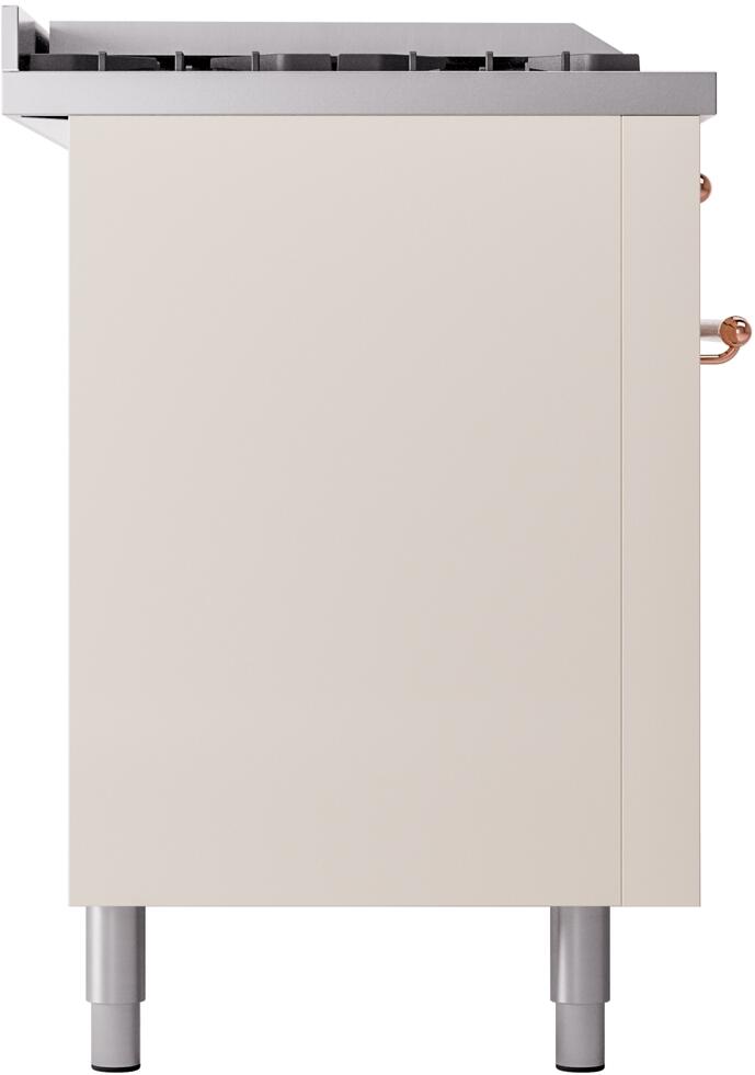 ILVE Nostalgie II 60-Inch Dual Fuel Natural Gas Range with Copper Trim - Antique White Finish (UP60FSNMPAWP) | Professional Kitchen Appliance for Home Chefs & Gourmet Cooking