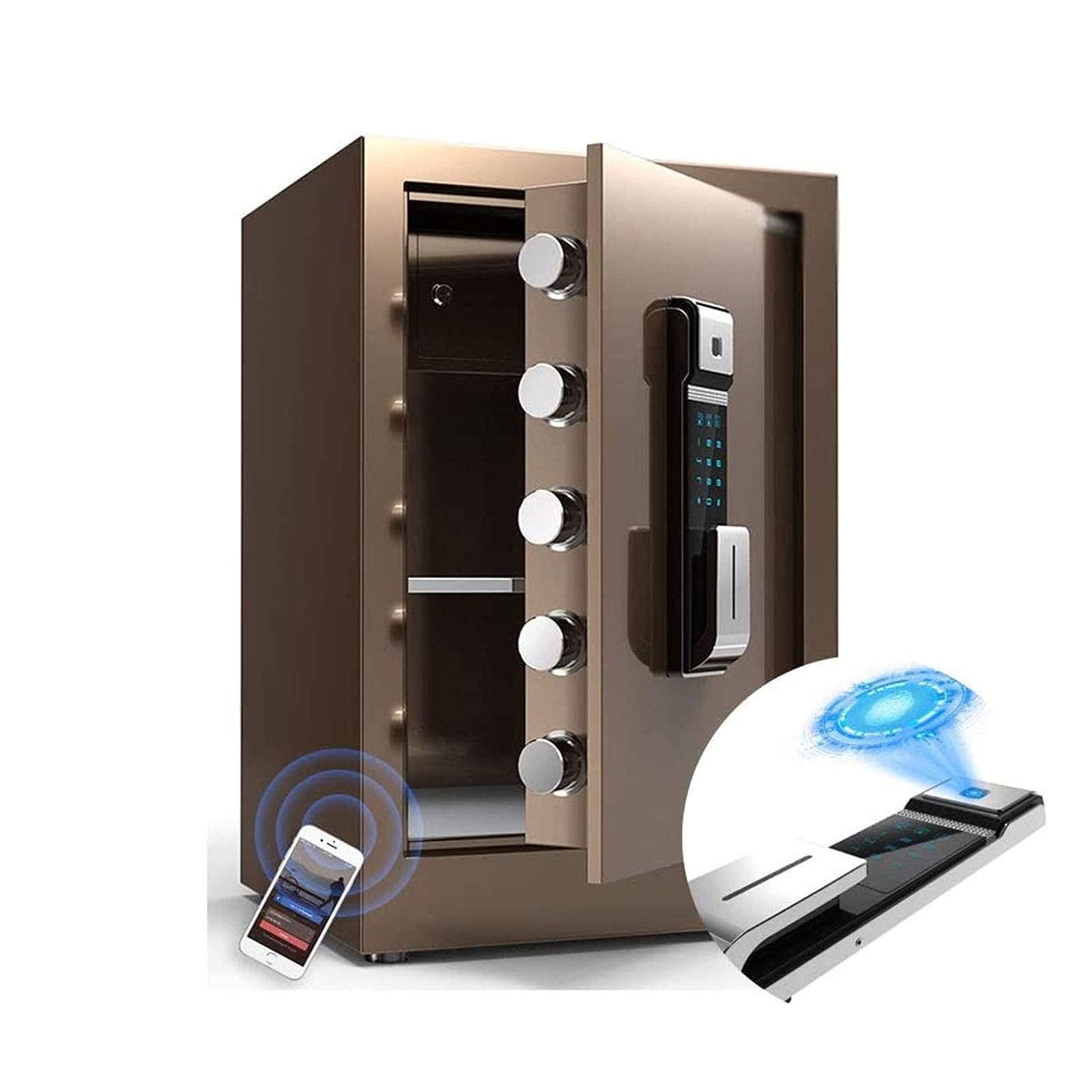 Secure Electronic Safe Box with Fingerprint & Digital Keypad - Home & Office Security for Valuables, Cash & Documents - Ideal for Bedroom, Closet or Business Use
