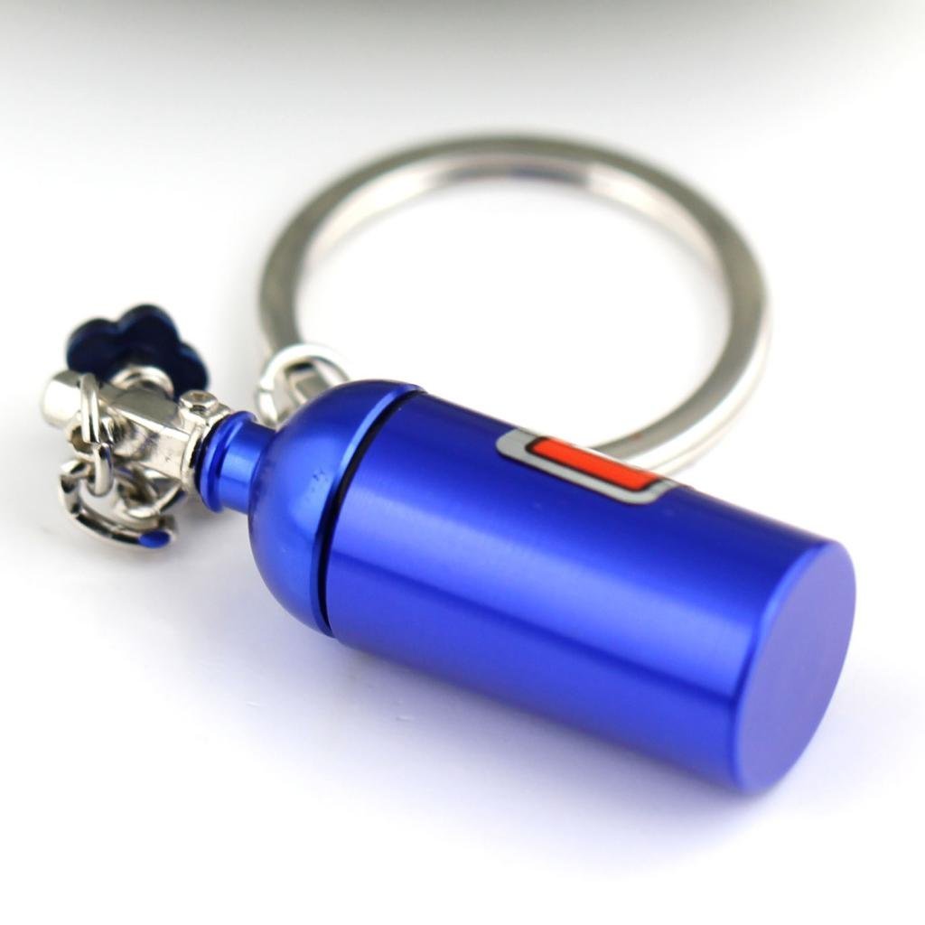 NOS Bottle Keychain Keyring Nitrous Pill Stash Box - Ships from USA - Great for Car Enthusiasts and Racing Fans