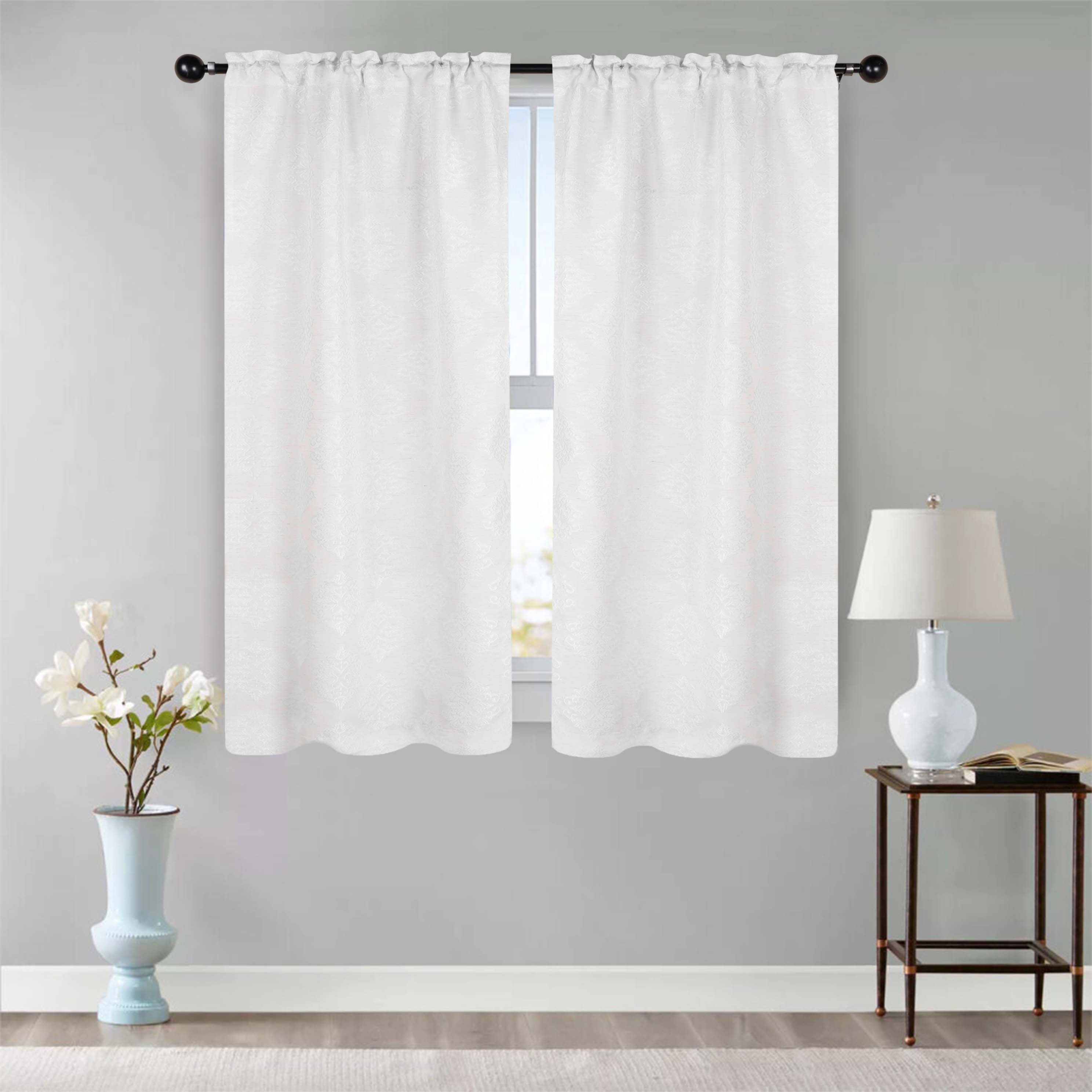 Venetian Damask Jacquard Curtain Panels - Set of 2 Luxury Window Treatments for Living Room & Bedroom Decor