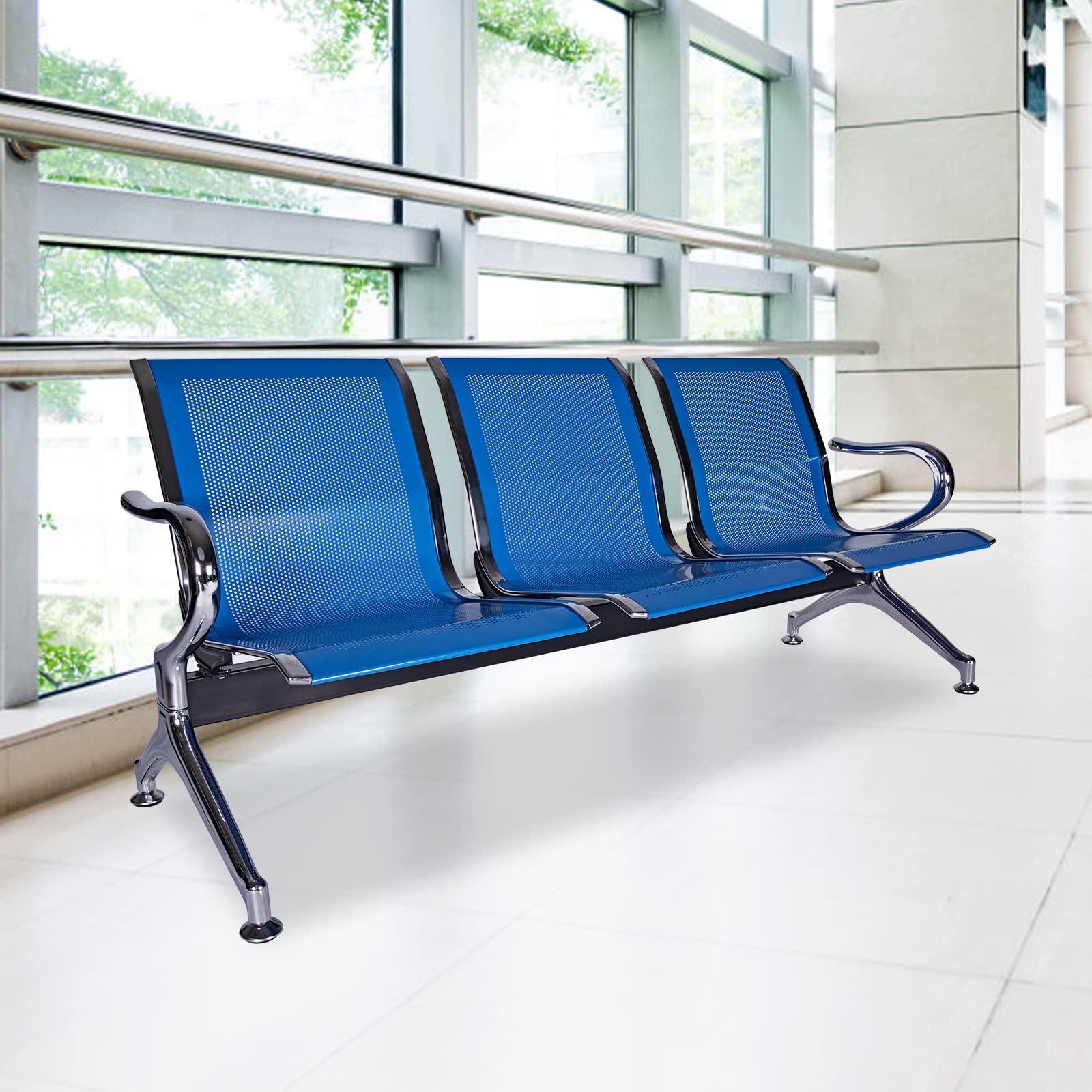 IDEO 3-Seat Reception Waiting Room Chairs with Arms - Comfortable Lobby Bench for Office, Salon, Hospital, Bank & Airport | Perfect for Conference Rooms, Waiting Areas & Public Spaces