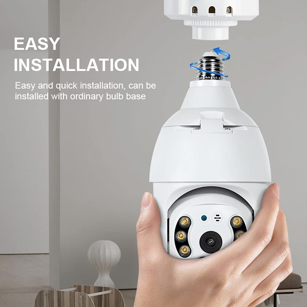 EVERSECU Outdoor HD Analog PTZ Dome Security Camera with Wireless Bulb Light Connector - 24/7 Surveillance for Home, Business & Warehouse Security Monitoring