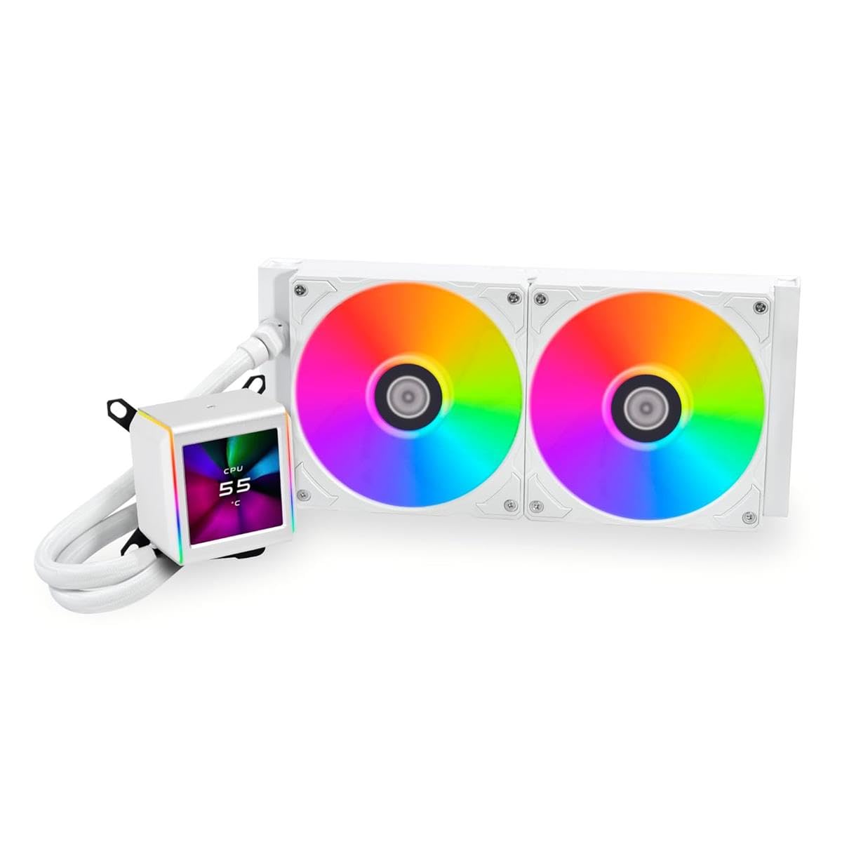 Lian-Li Galahad II LCD 280mm ARGB CPU Liquid Cooler - White | High-Performance Cooling for Gaming PCs & Workstations | Perfect for Overclocking & Silent Operation