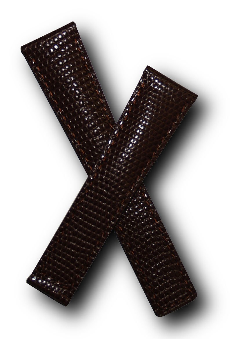 20mm Dark Brown Lizard Grain Leather Watchband for TAG Heuer Monza - Spring Bars Included - Perfect for Business & Dress Watches