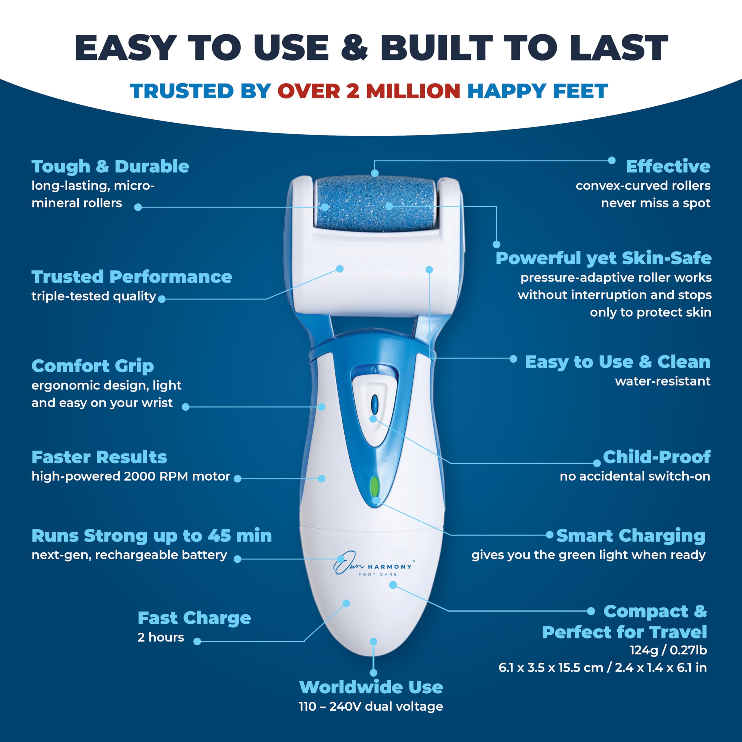 Electric Callus Remover for Women - Rechargeable Foot File Pedi Sander with 3 Rollers | Professional Pedicure Tool for Hard, Cracked & Dry Skin Care | Perfect for Home Spa, Salon & Travel Use