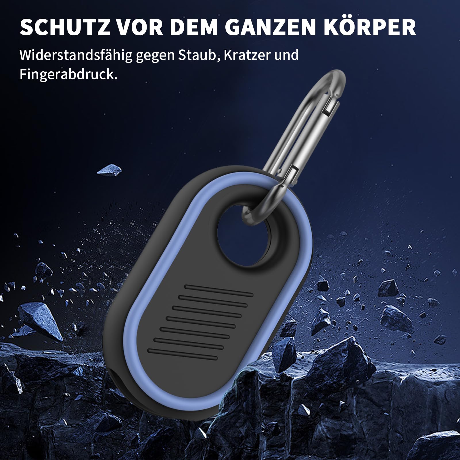 MOWYEOK GPS Tracker Case for Samsung Galaxy SmartTag 2 - 2 Pack Waterproof & Scratch Resistant Silicone Holder with Key Ring | Perfect for Keys, Wallets, Luggage & Pet Tracking (Blue & Green)