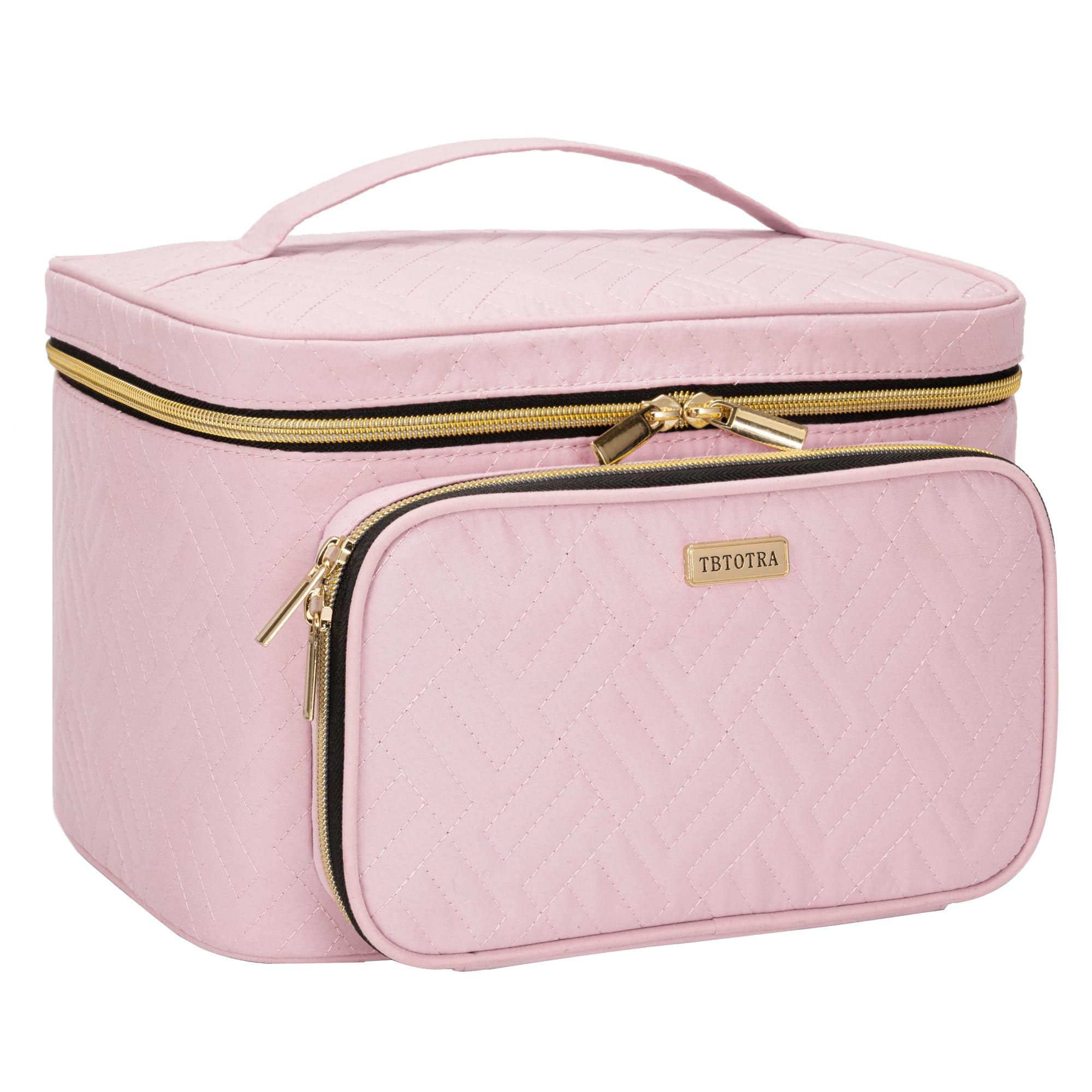 Waterproof Travel Cosmetic Organizer Bag - Large Makeup Case with Jewelry Storage | Pink Toiletry Box for Cosmetics, Brushes & Tools | Perfect for Vacation, Gym & Business Trips