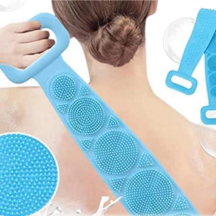 Kawna Z-z Silicone Body Scrubber & Exfoliating Bath Belt for Men, Women & Kids - Soft Shower Scrubber with Massage Bristles (Multicolor) - Perfect for Spa, Shower & Gentle Skin Exfoliation