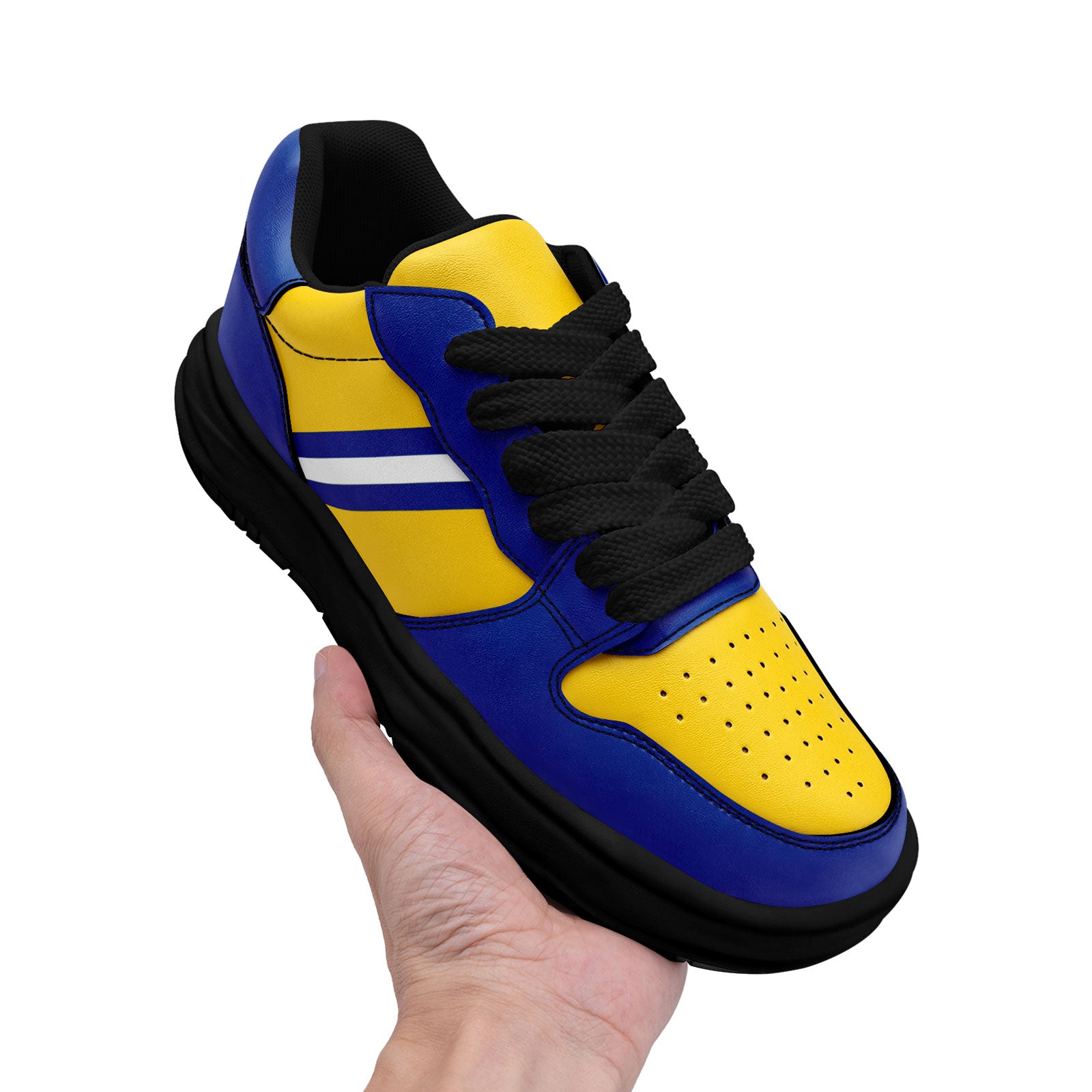 Custom Blue & Yellow Los Angeles Themed Personalized Sneakers - Unisex Casual Shoes for Walking & Running (FN032 D020389) - Perfect for Streetwear Fashion & Urban Lifestyle