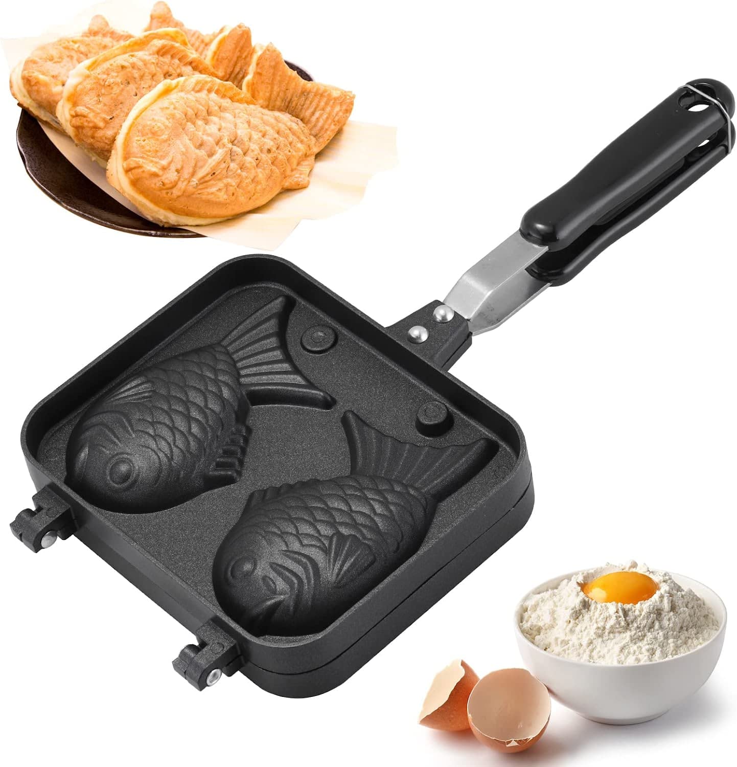 Non-Stick Waffle Maker with Fish Shape Molds - Zerodis Aluminum Alloy Baking Pan for Perfect Homemade Waffles, Pancakes & Desserts - Ideal for Breakfast, Brunch, Parties & Family Gatherings