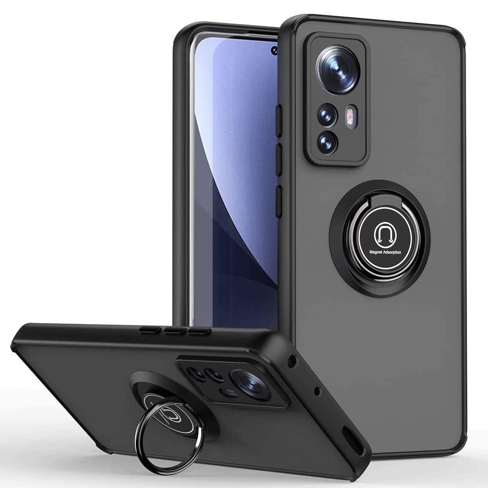 Shockproof Silicone TPU Phone Case for Xiaomi 12 - 360° Full Protection with Finger Ring Stand, Anti-Scratch & Drop Resistant Cover - Perfect for Driving, Work & Outdoor Activities