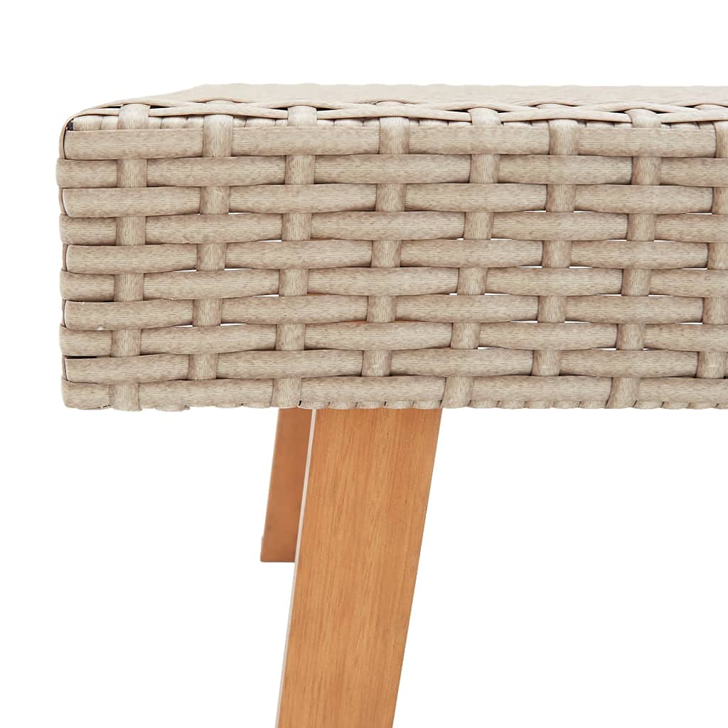 Waterproof Outdoor Side Table - Portable Beige Poly Rattan Coffee Table for Patio, Garden, Porch, Balcony & Yard | Fast Shipping | Perfect for Relaxing with Coffee or Drinks Al Fresco