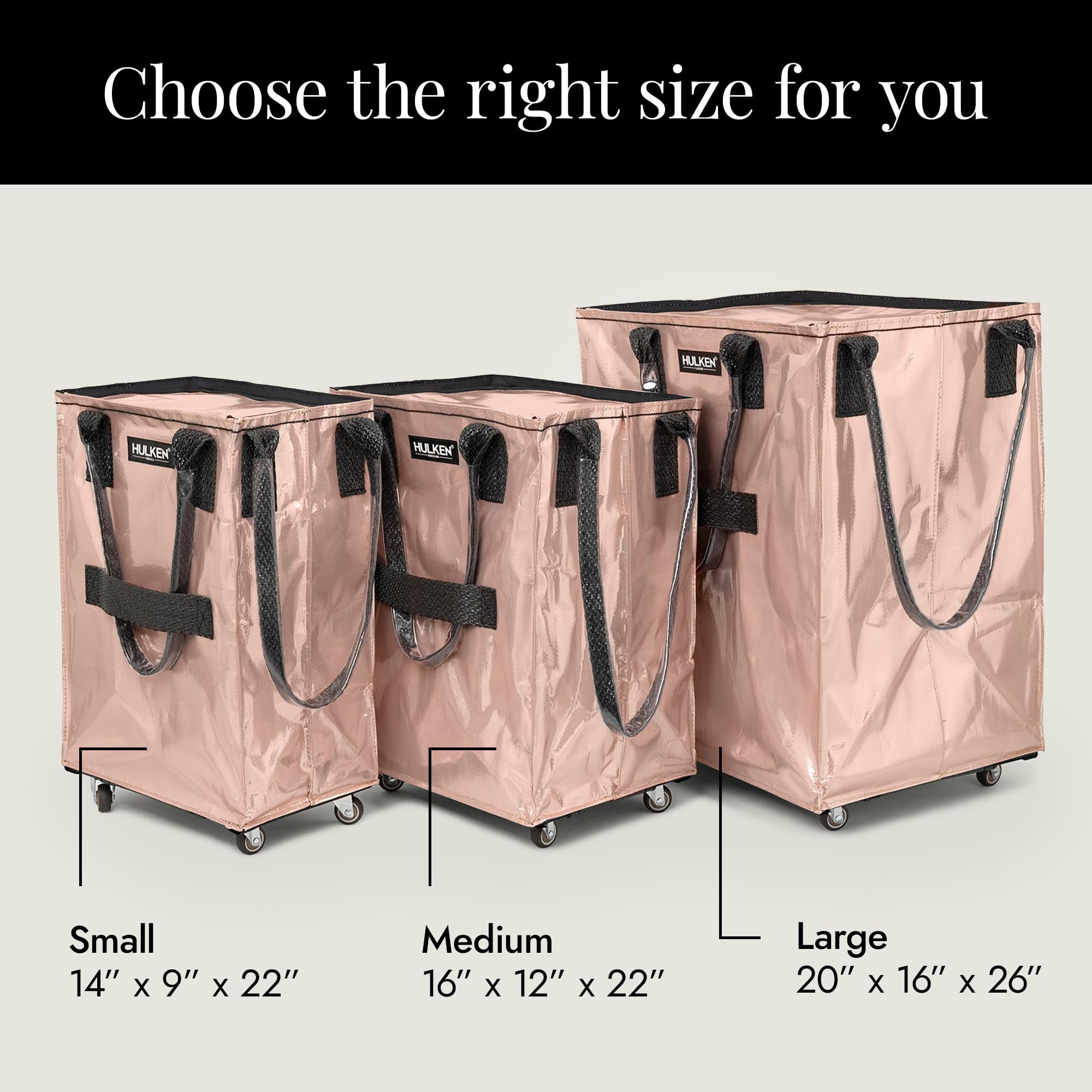 Large Rose Gold Reusable Wheeled Grocery Bag - Foldable Shopping Trolley with Zipper Closure, Lightweight Rolling Tote Holds 66 lbs, Durable Unbreakable Handles - Perfect for Grocery Shopping, Farmers Markets & Travel