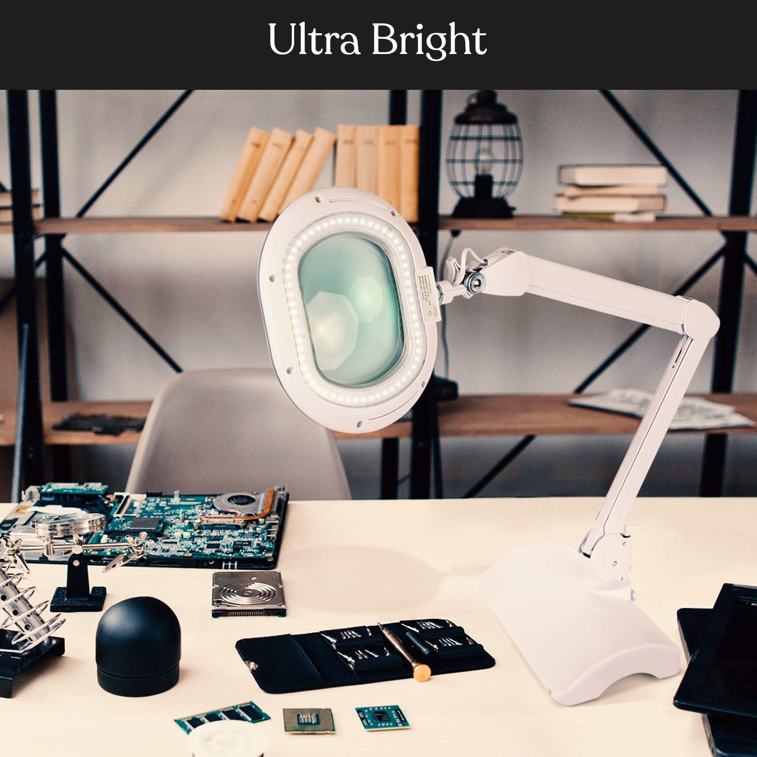 Brightech LightView Pro 2-in-1 Magnifying Floor Lamp & Table Lamp with Hands-Free LED Light - Adjustable Gooseneck Standing Magnifier for Reading, Crafts, Sewing & Detailed Work - Perfect for Seniors & Hobbyists