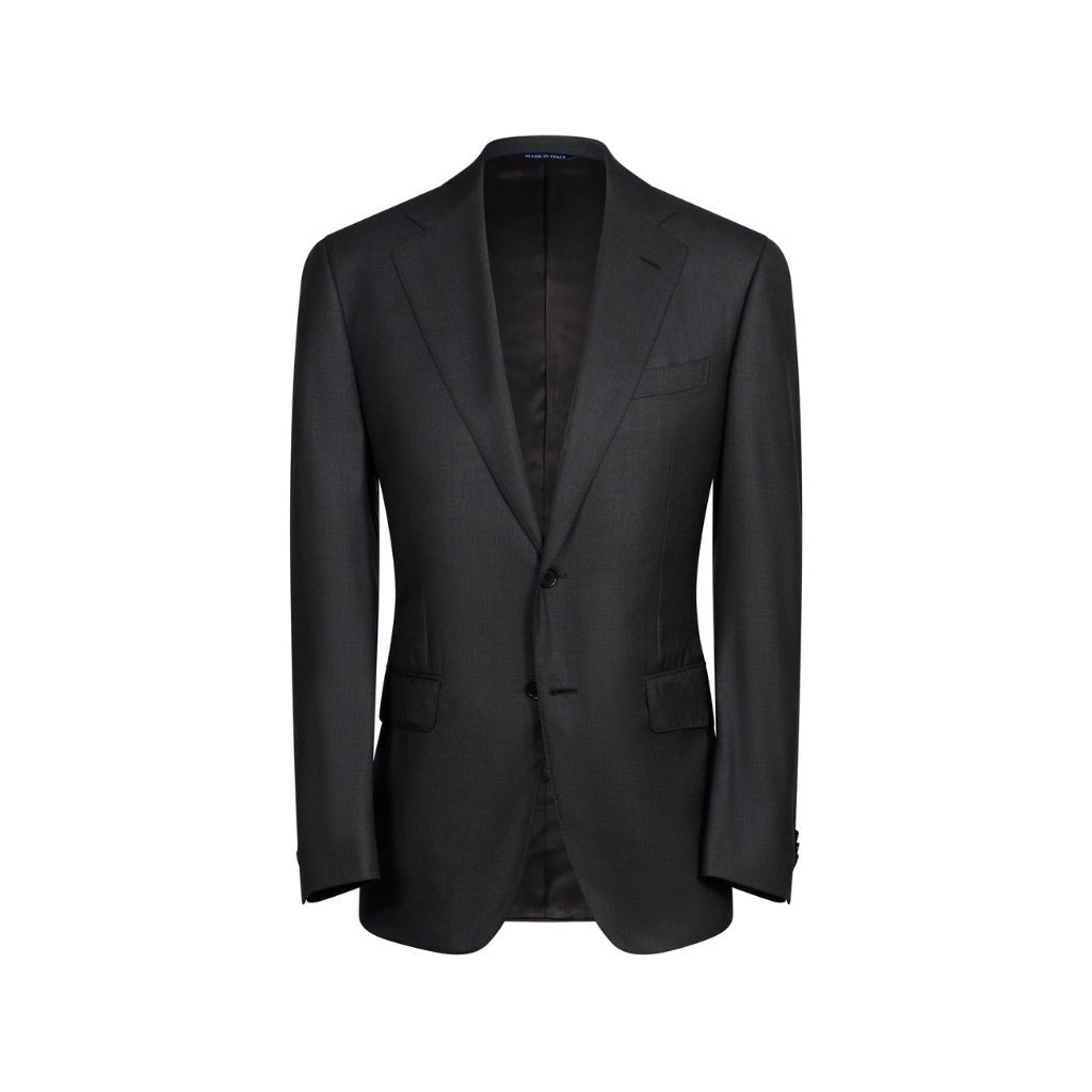 Ermenegildo Zegna Single Breasted Notch Lapel Wool Suit for Men - Classic Black Business Formal Attire - Perfect for Office, Weddings & Special Occasions