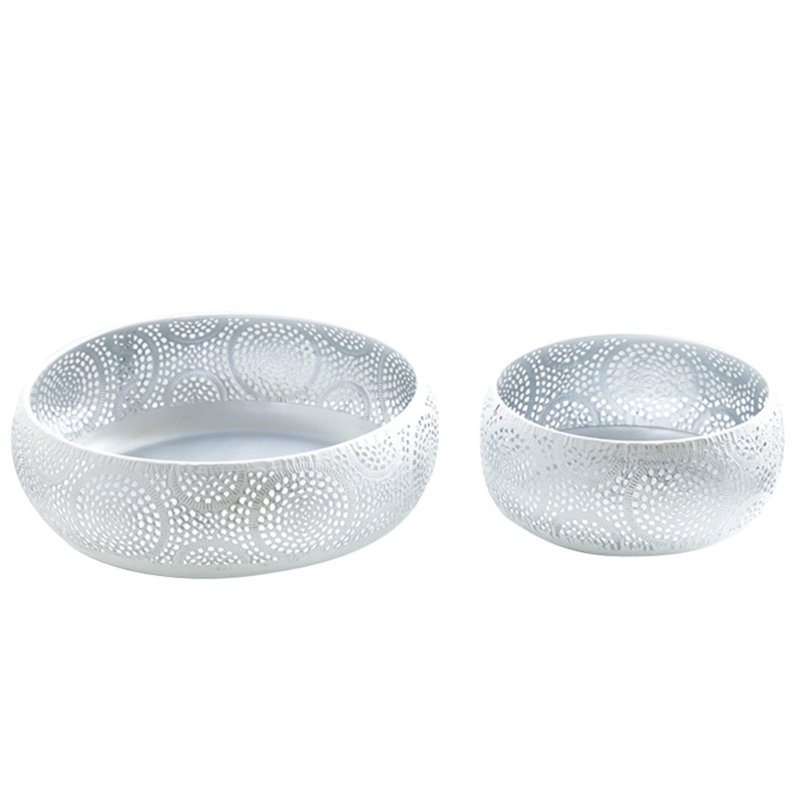 2-Piece Hollow-Out Iron Fruit Basket Set - Silver Snack Bowl for Home, Restaurant & Living Room | Perfect for Serving Fruits, Vegetables, and Party Snacks
