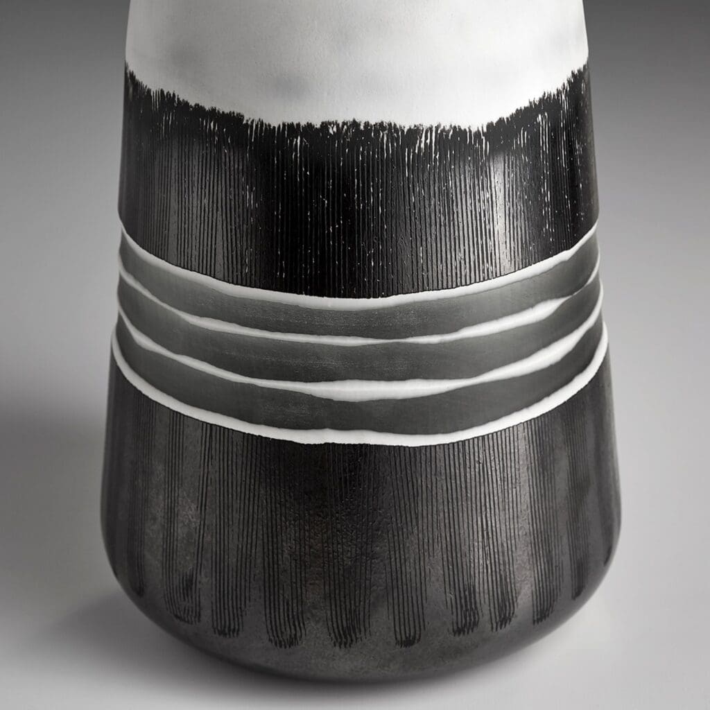 Cyan Design 10854 Borneo Vase - Medium Size Black and White Ceramic Vase for Home Decor, Living Room, Dining Table Centerpiece
