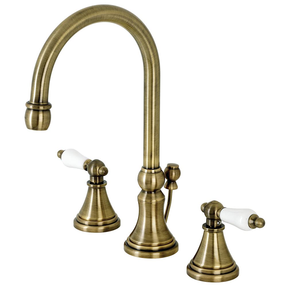 Kingston Brass KS2983PL Governor Widespread Bathroom Faucet - 13.88 x 6.31 x 11.5 Inches, Antique Brass Finish - Perfect for Vintage Style Bathrooms and Powder Rooms