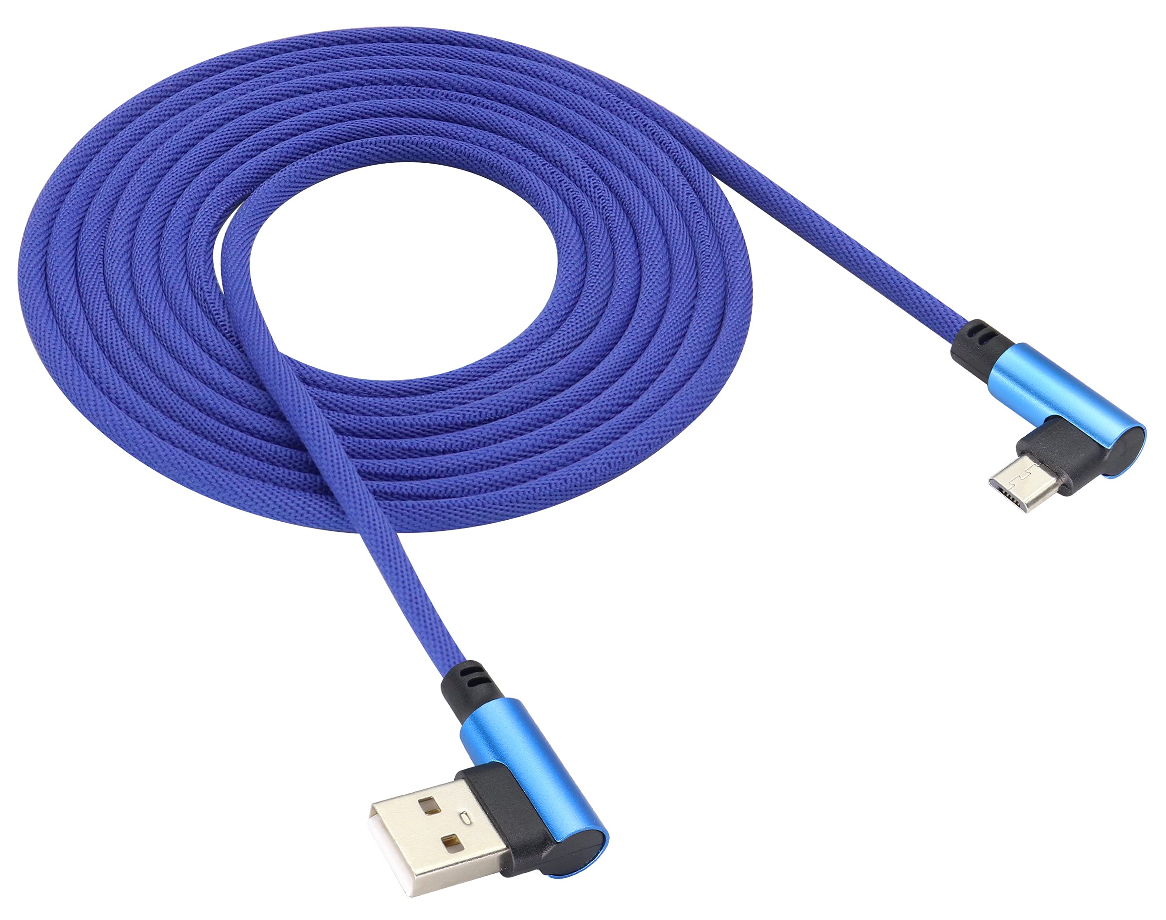AAOTOKK 3 Ft 90 Degree Right Angle Micro USB Cable - Nylon Braided Fast Charging & Data Sync Cord for Android, Samsung, LG, Huawei Smartphones - Durable & Tangle-Free (2m/Blue) - Perfect for Gaming, Car Charging & Tight Spaces