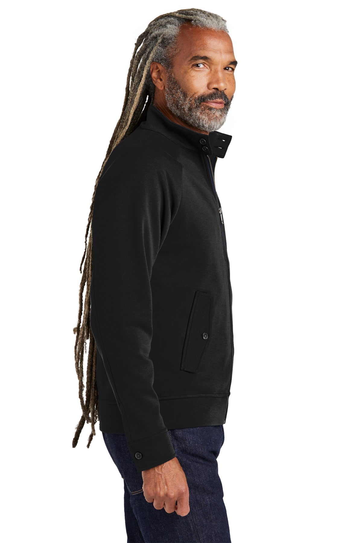 Brooks Brothers Men's Double Knit Full Zip Jacket - Deep Black | Comfortable & Stylish for Work, Travel & Casual Wear