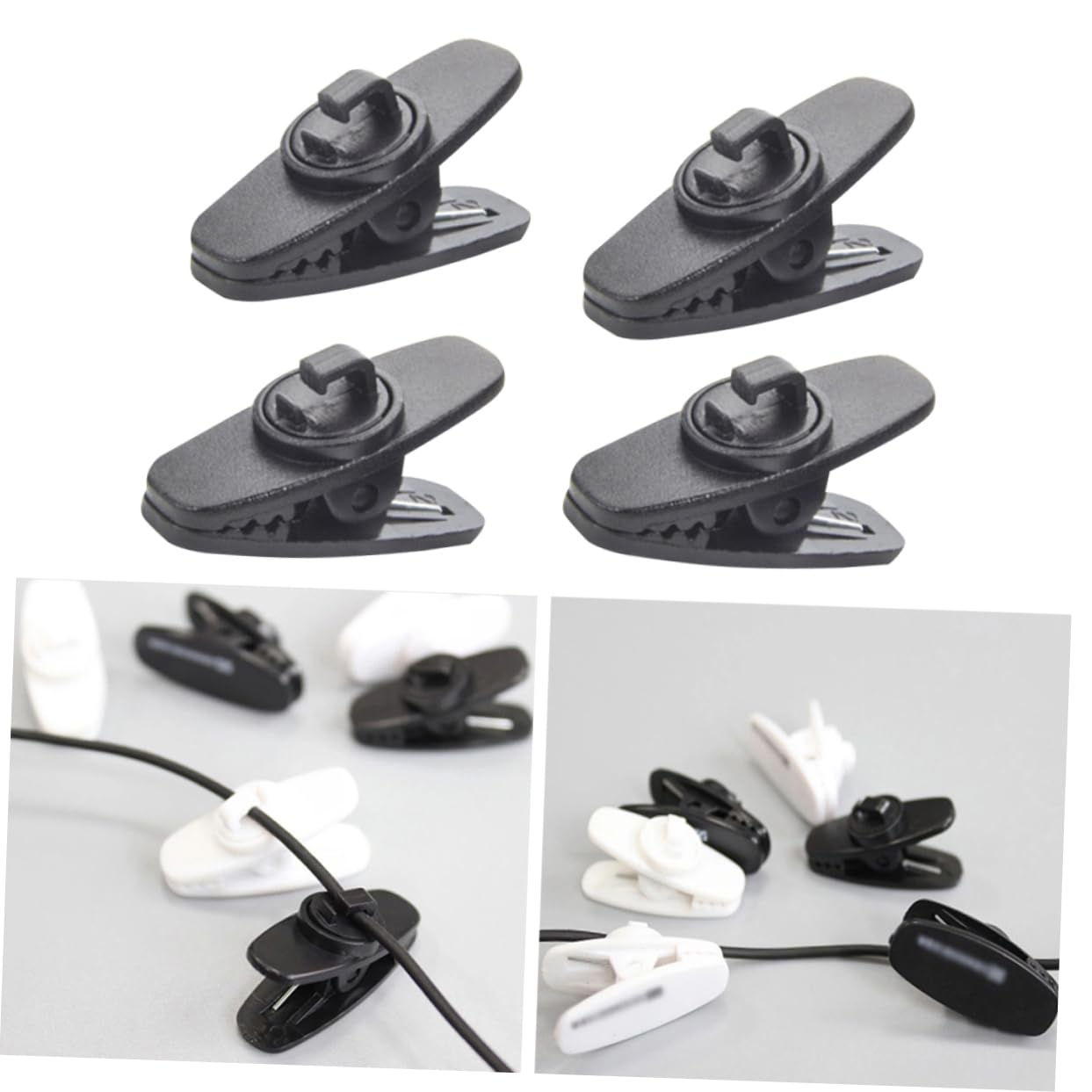 Universal Headphone Cable Clamp - 5 Pack Rotating Earphone Holder for Vertical/Horizontal Surfaces | Easy Installation, Durable Black Design | Perfect for Office, Gaming & Travel Accessories