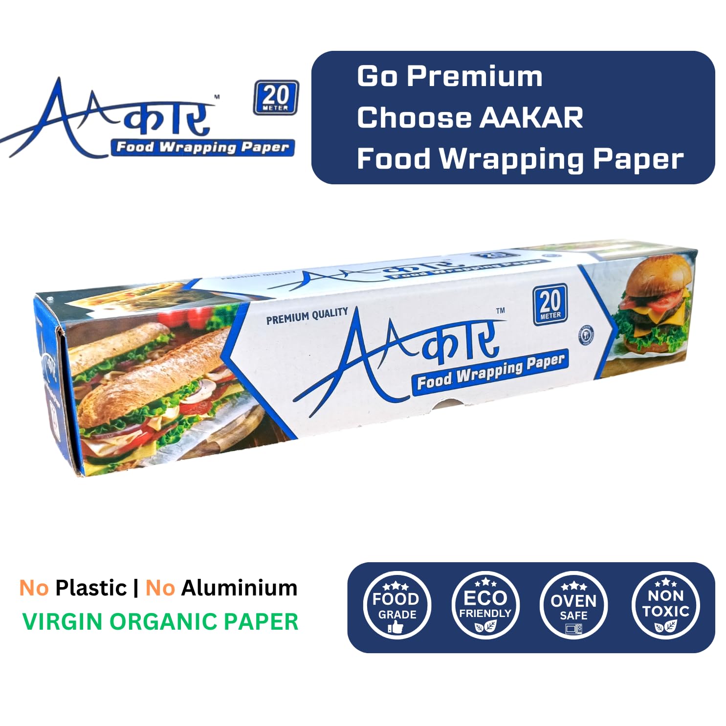 Aakar 20 Meters Food Wrapping Butter Paper - Premium Baking Parchment for Cookies, Cakes & Pastries - Non-Stick, Greaseproof & Printed Design - Perfect for Home Baking, Party Treats & Gift Packaging