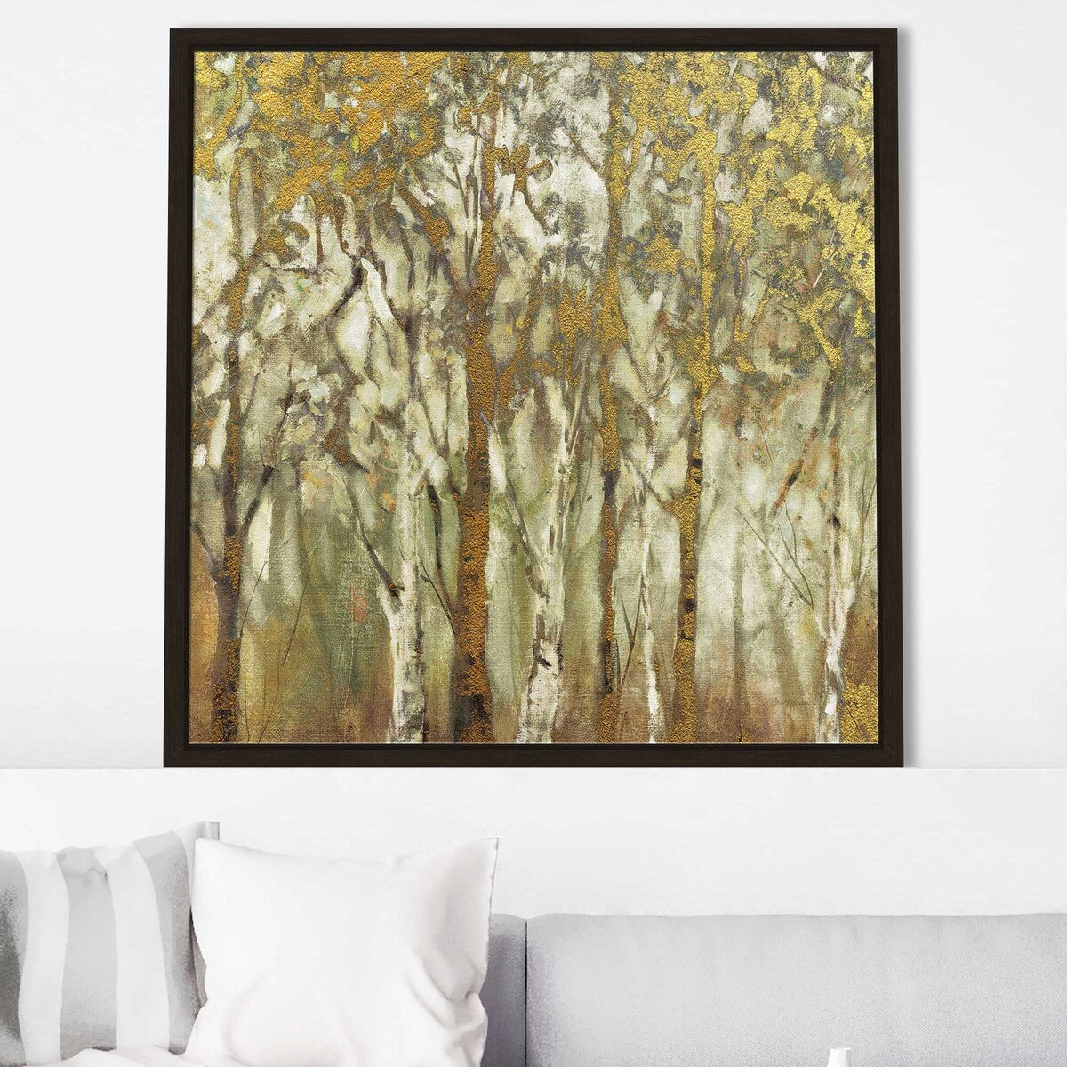 Birch Grove West by Carol Robinson - Framed Canvas Wall Art Print - Nature Landscape Decor for Living Room, Bedroom & Office