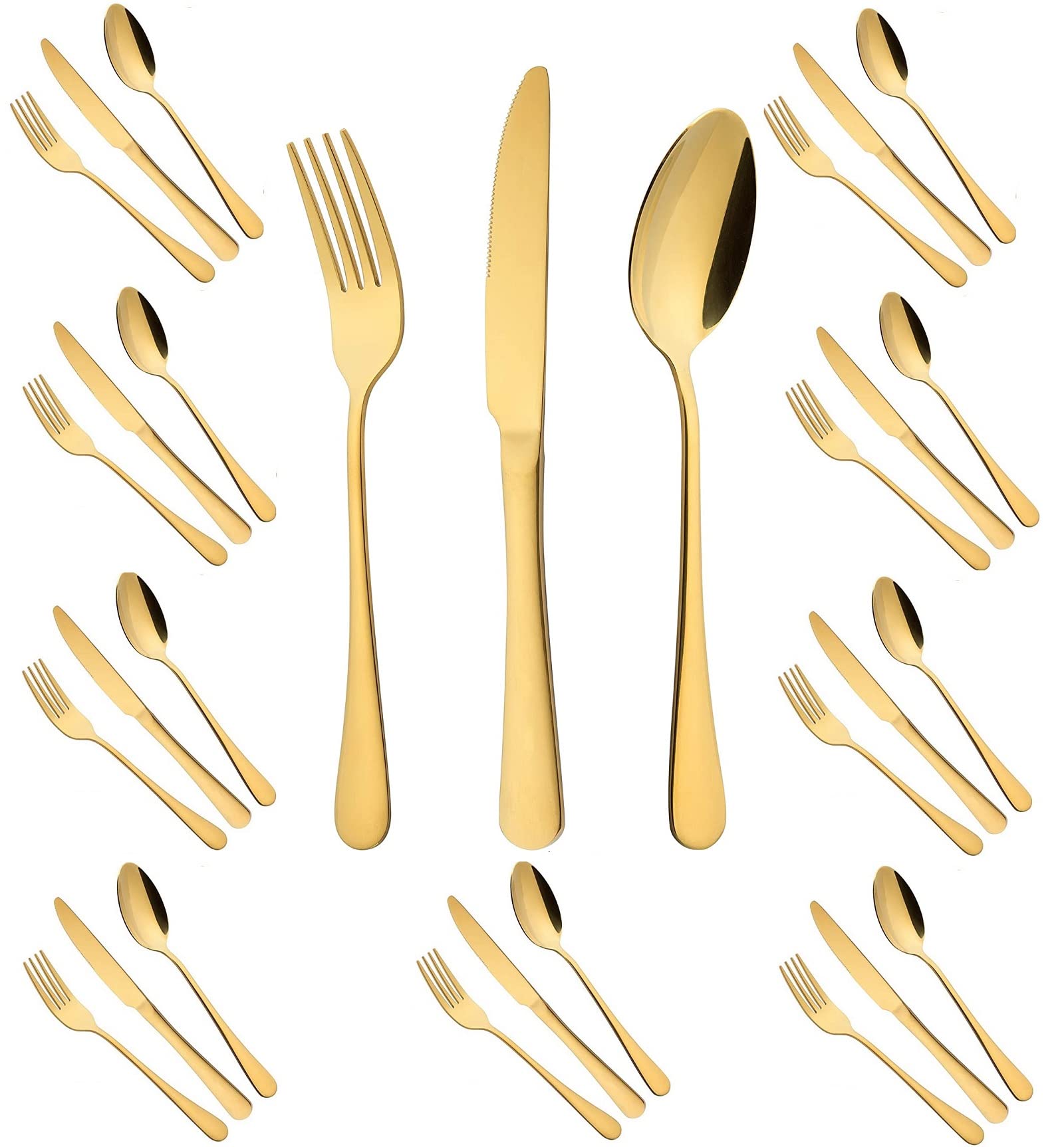 30-Piece Gold Flatware Set for 10 - Stainless Steel Silverware Cutlery with Golden Finish - Rustproof Dinner Knives, Forks & Spoons for Home & Restaurant - Elegant Tableware for Lunch, Dinner & Special Occasions