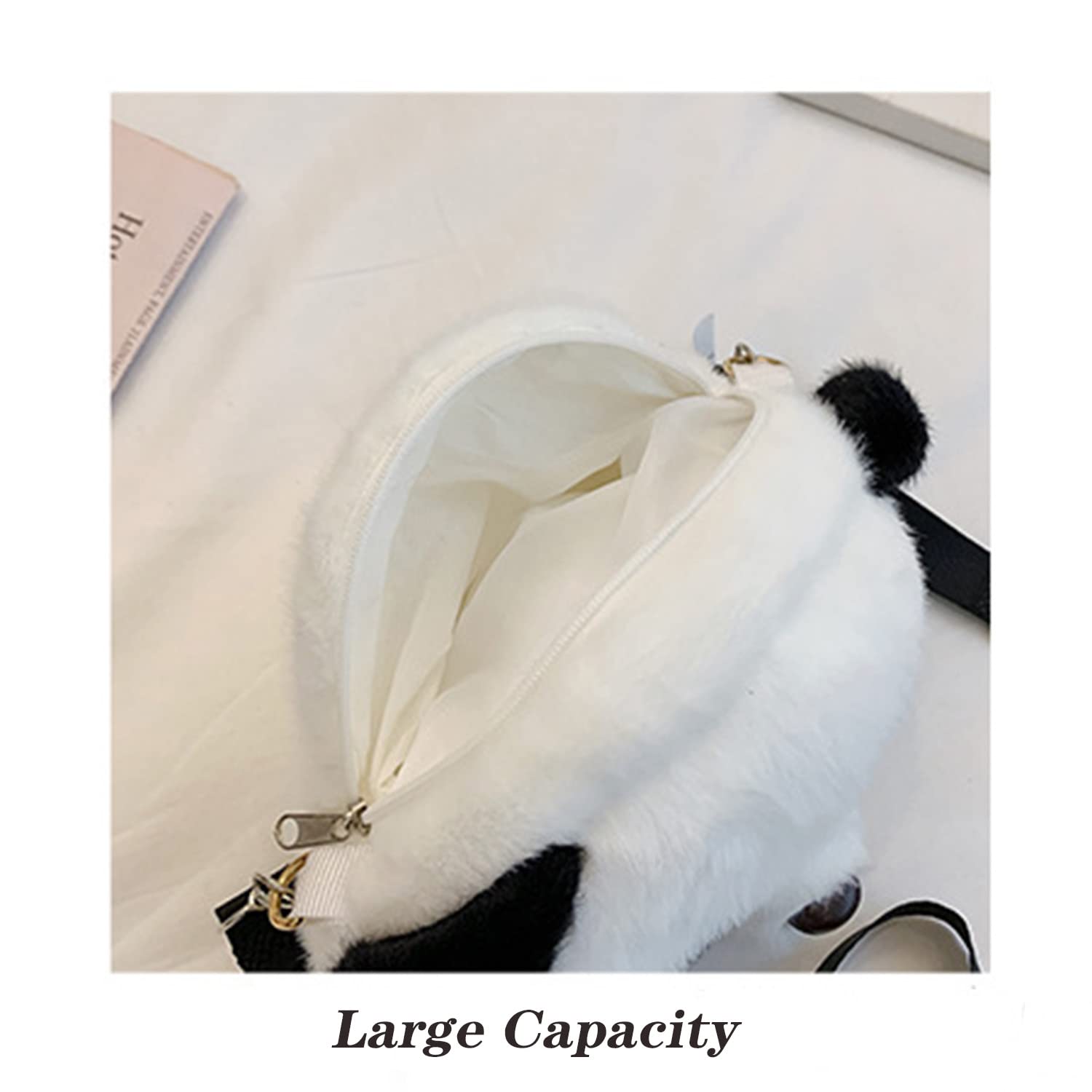 Cute Panda Plush Messenger Bag for Women & Girls - Soft Crossbody Shoulder Purse for School, Travel & Everyday Use