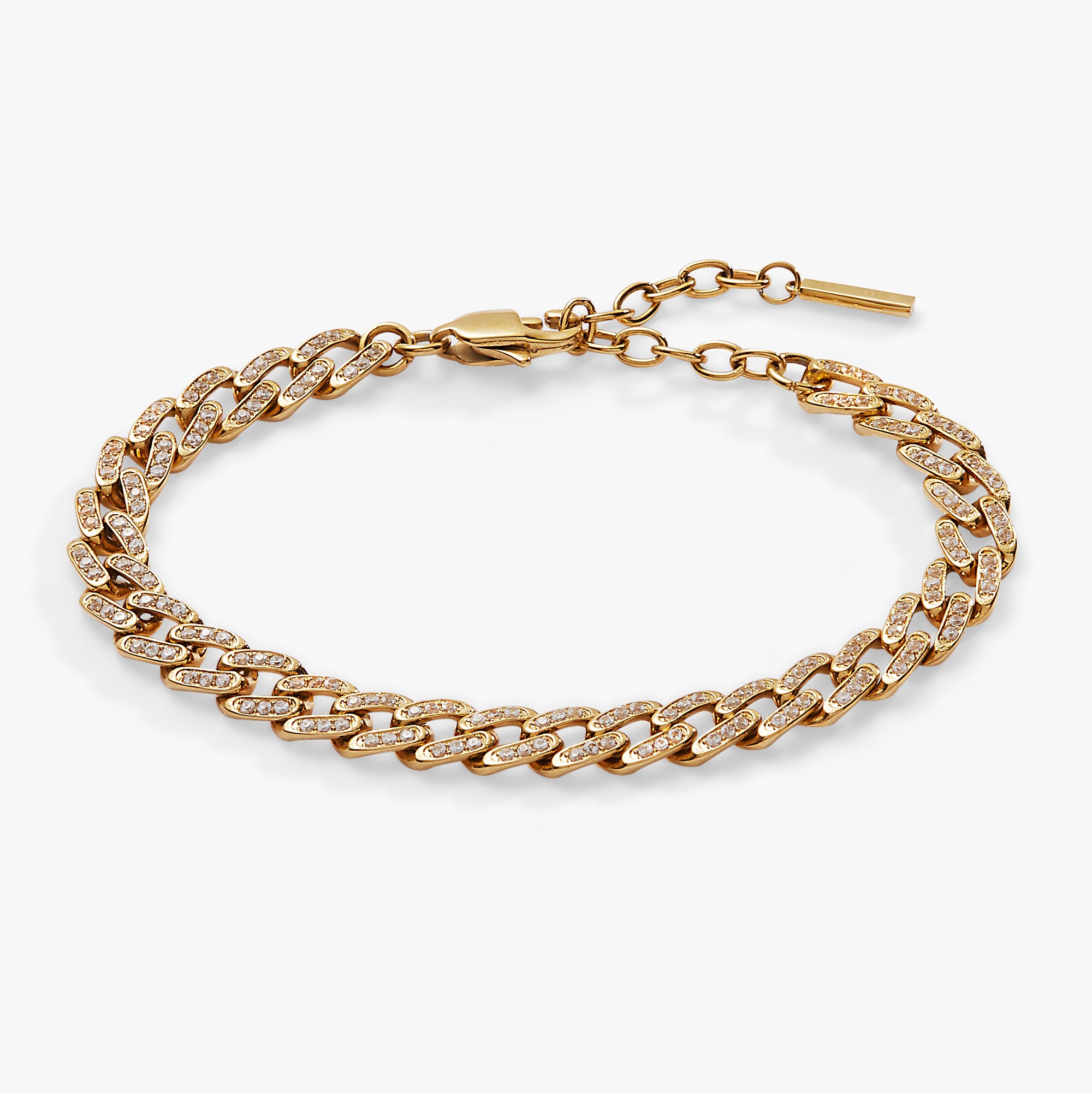 Sparkling Crystal Pave Curb Chain Bracelet for Women - Elegant Layered Jewelry for Daily Wear, Parties & Special Occasions