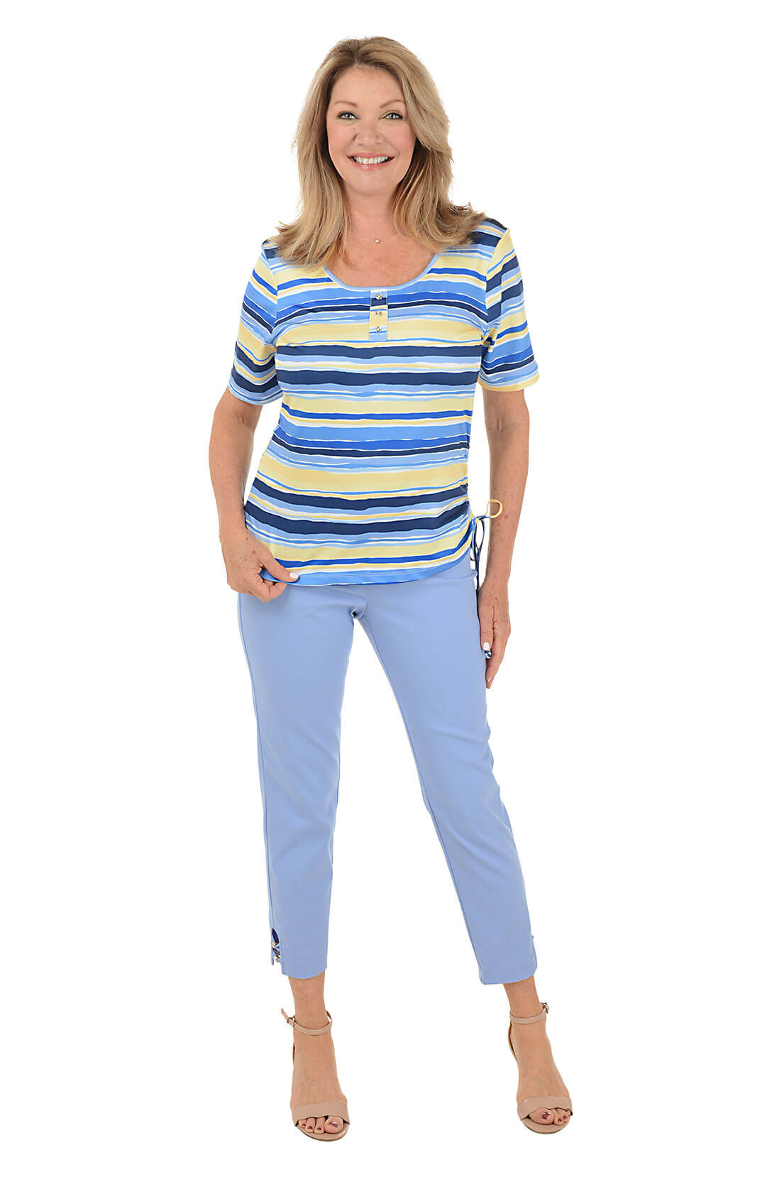 Petite Making Waves Pull On Ankle Pants for Women - Comfortable Stretchy Work Pants for Office & Business Casual Wear